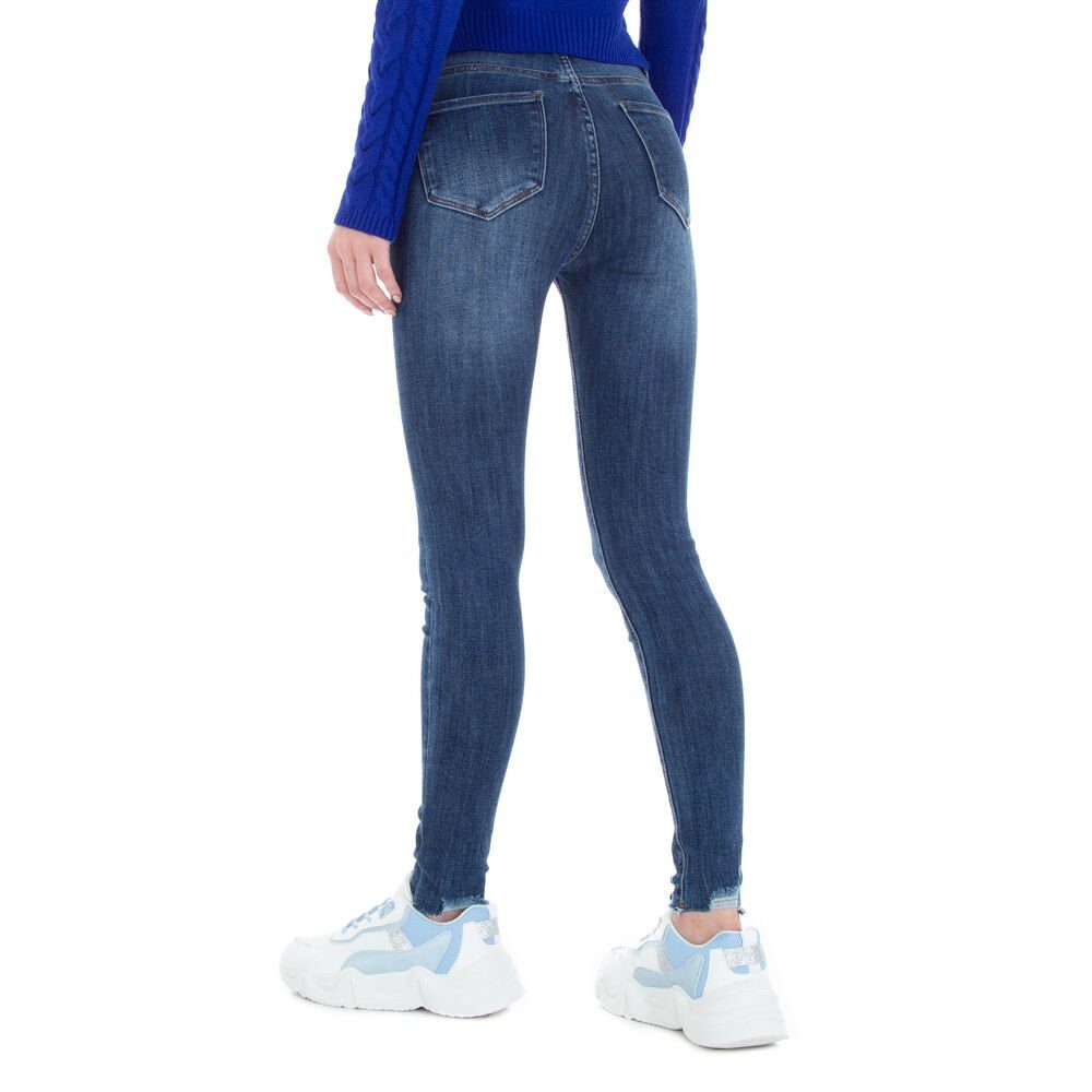 Damen Retro Skinny Jeans Stretch in Ital-Design Skinny-fit-Jeans Blau