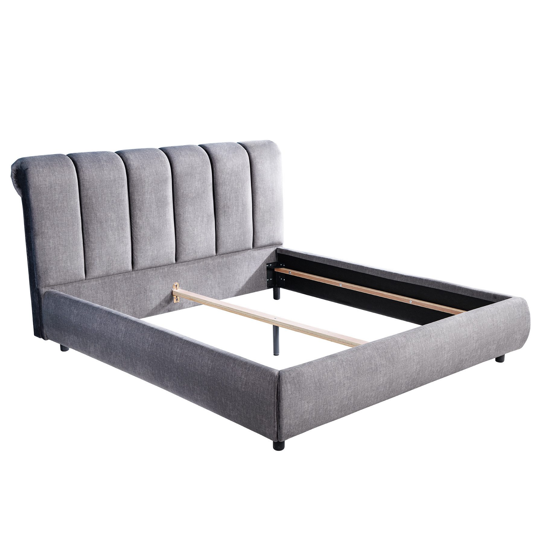 riess-ambiente Polsterbett MILANO 180x200cm grau (Einzelartikel, 1-tlg), Schlafzimmer · Samt · Doppel · Kingsize · Gästezimmer · Retro