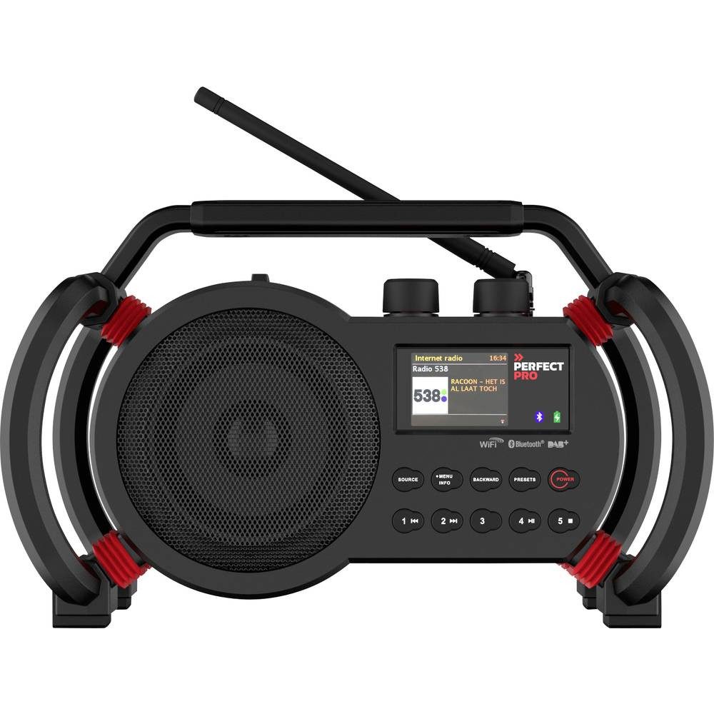 PerfectPro Baustellenradio PE-NBX2 Radio (Powerbank-Funktion, Spotify, spritzwassergeschützt, staubdicht)