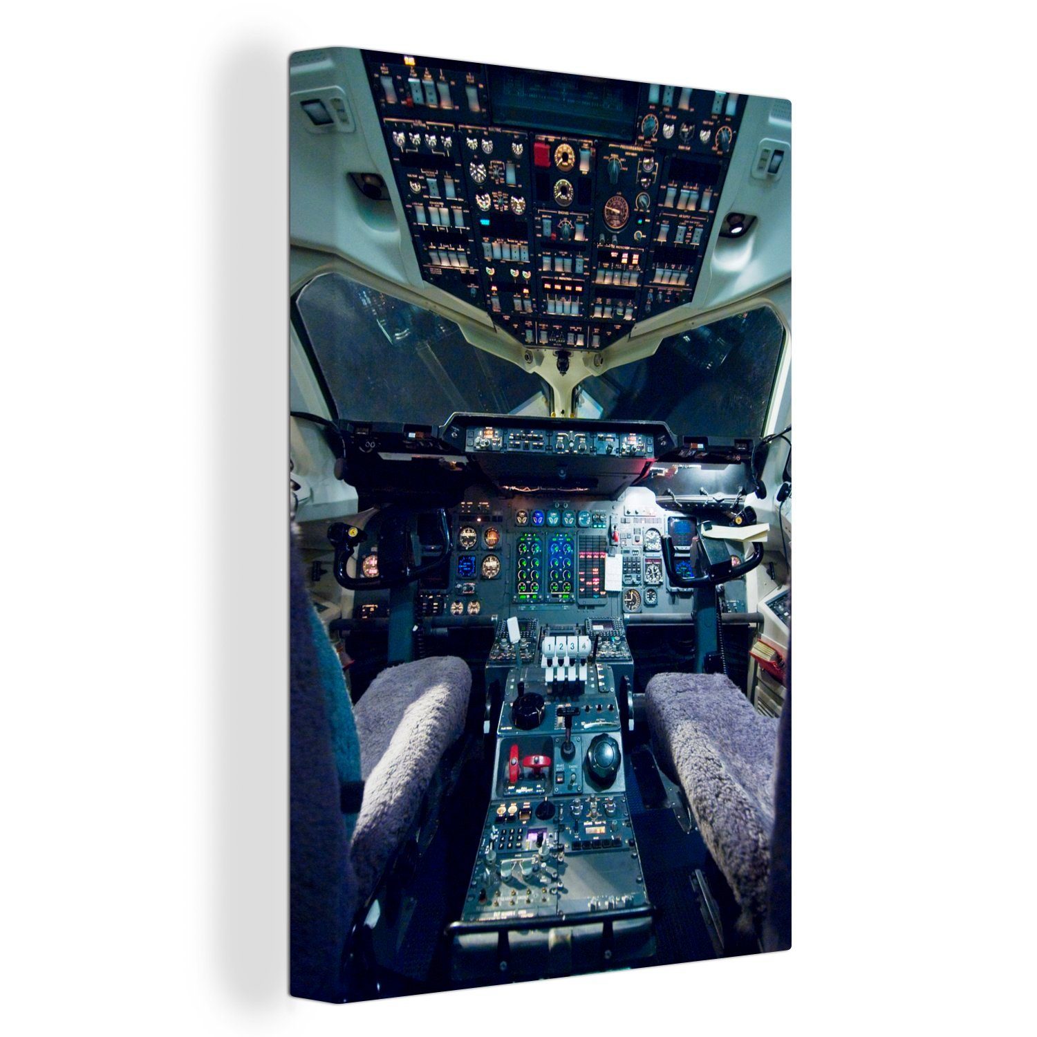 OneMillionCanvasses® Leinwandbild Cockpit ohne Piloten, (1 St), Leinwandbild fertig bespannt inkl. Zackenaufhänger, Gemälde, 20x30 cm