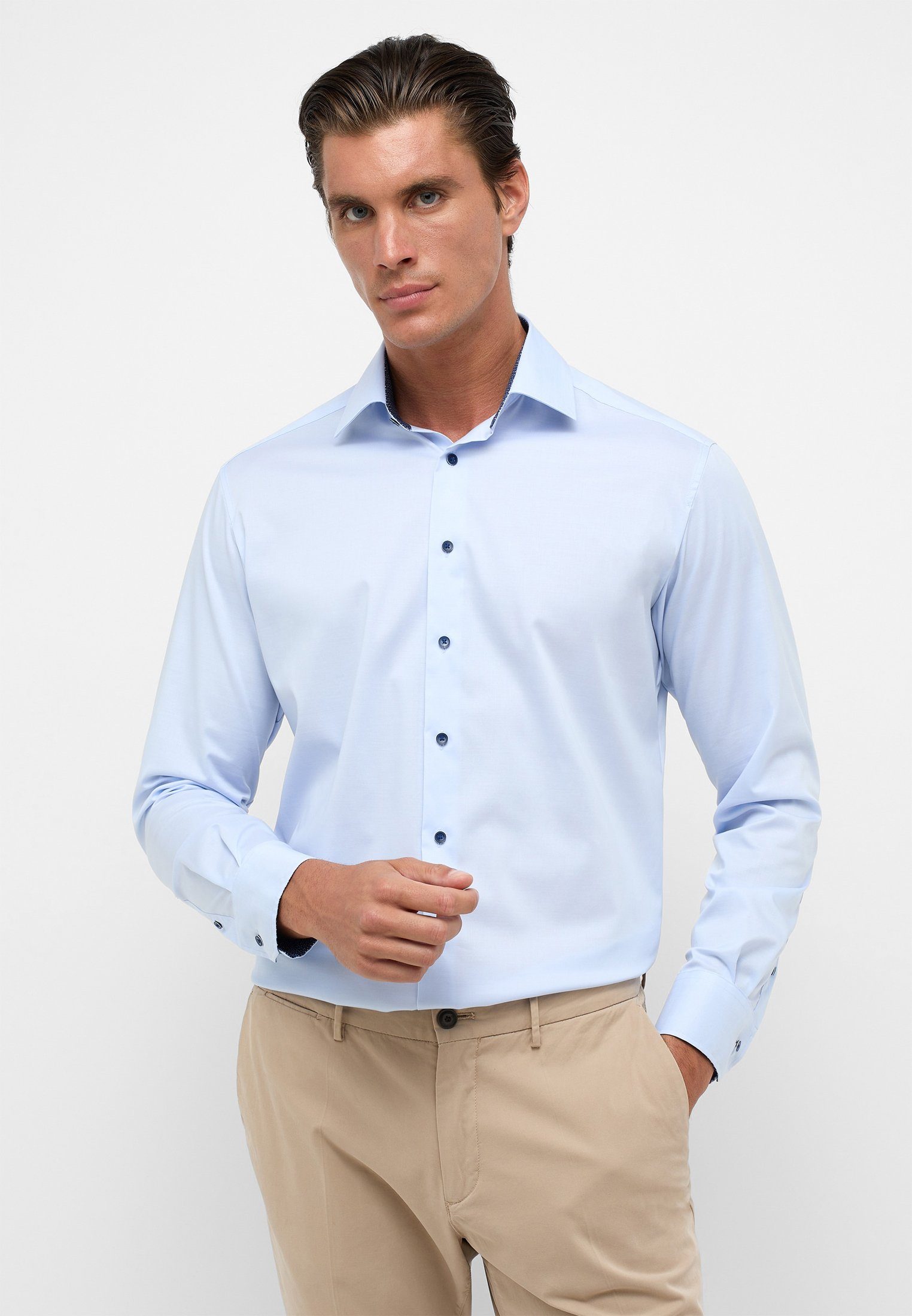 hellblau Eterna MODERN Langarmhemd FIT