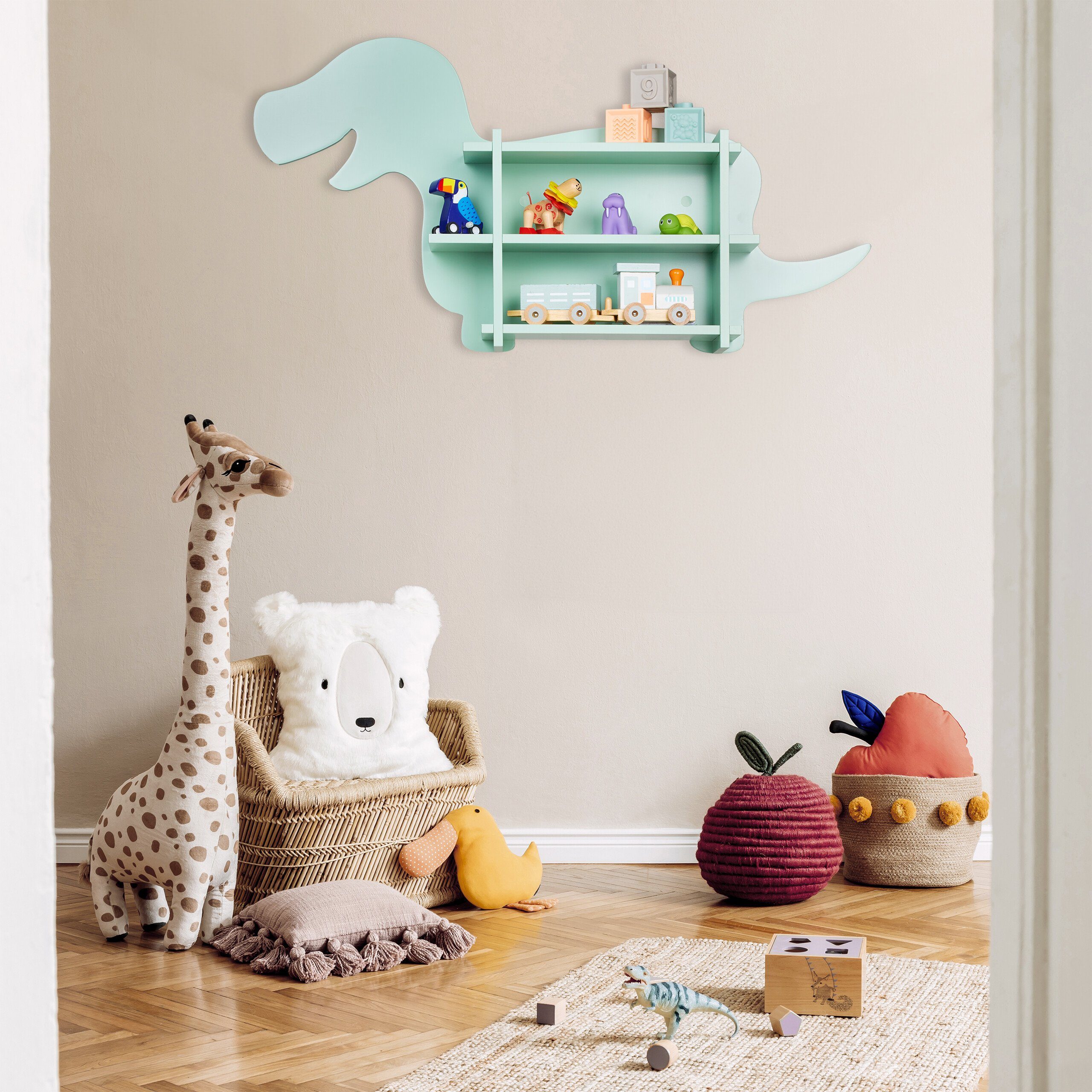 relaxdays Kinderregal Dino für die Wand günstig online kaufen