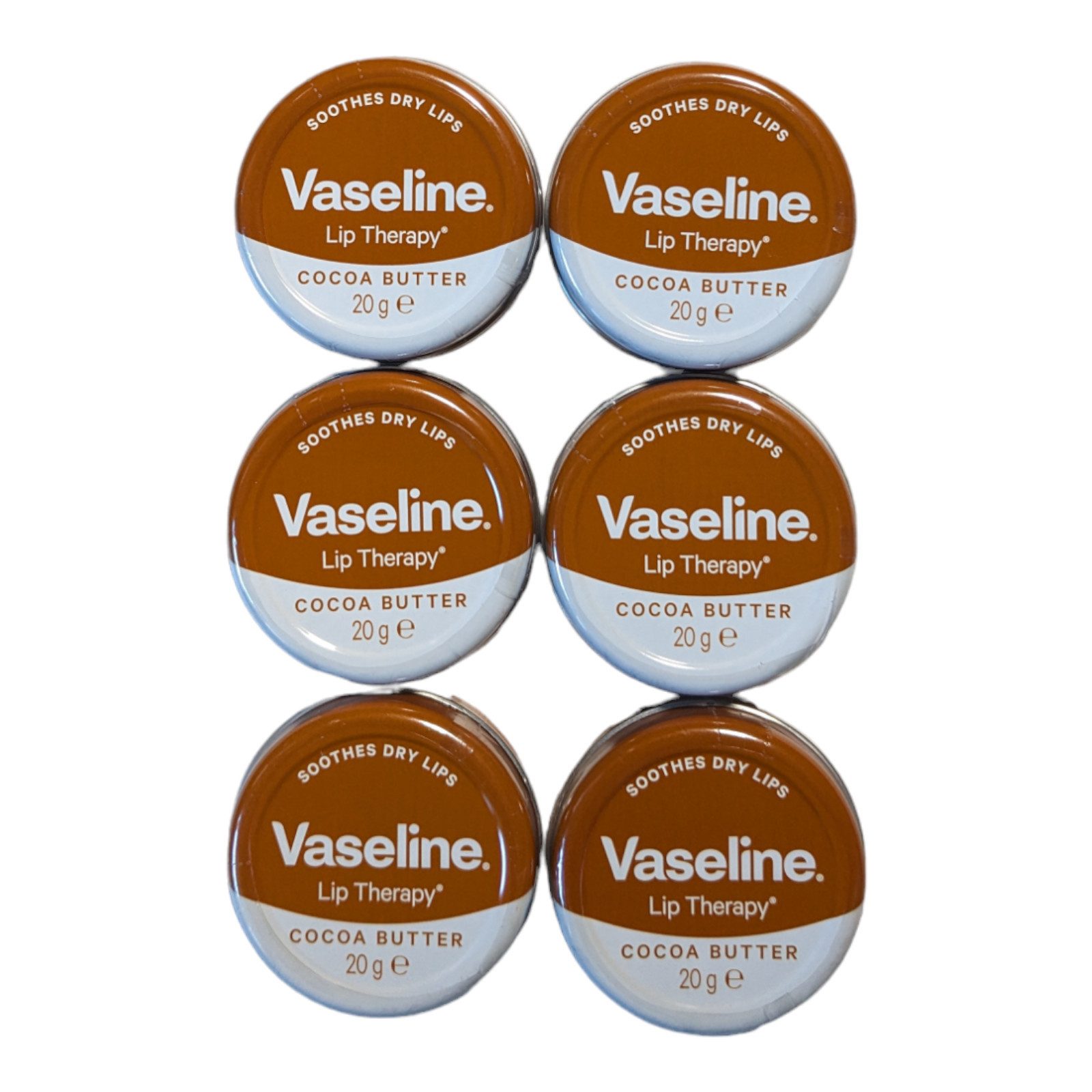 Vaseline Lippenbalsam Vaseline Lip Therapy - Kakaobutter - Set 6 x 20g, fettend und nicht klebrig