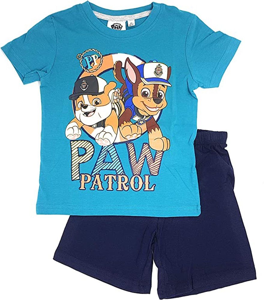 PAW PATROL Pyjama PAW PATROL PYJAMA Shorty kurzer Pyjama Jungen Türkis