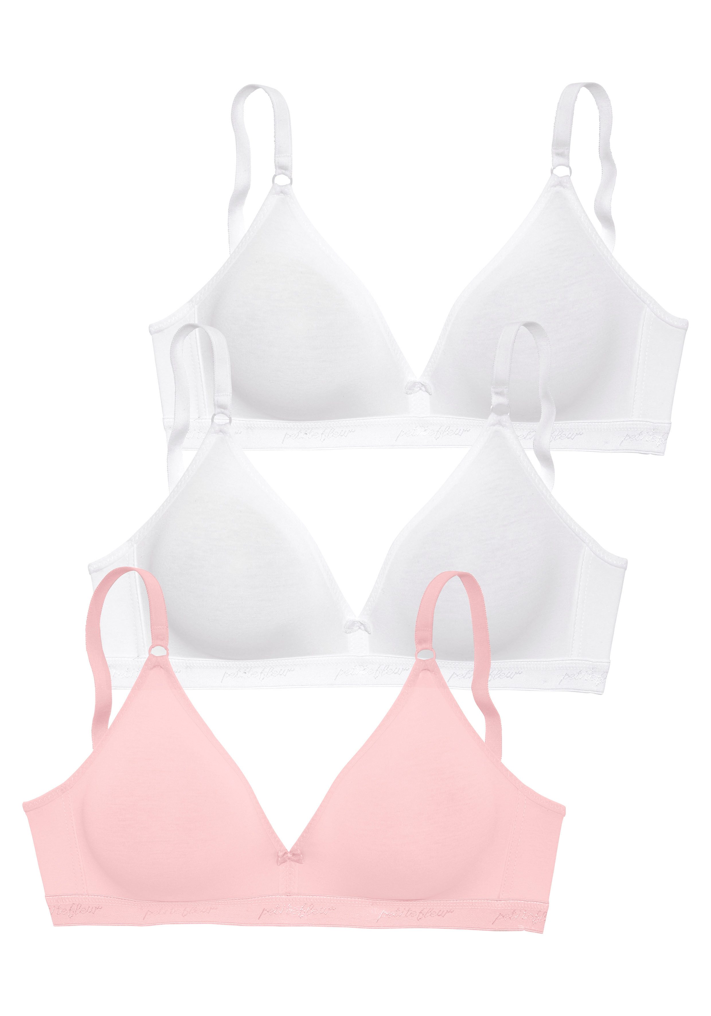 petite fleur Bralette-BH (Packung, 3 Stück) ohne Bügel im Triangel-Schnitt aus Baumwolle