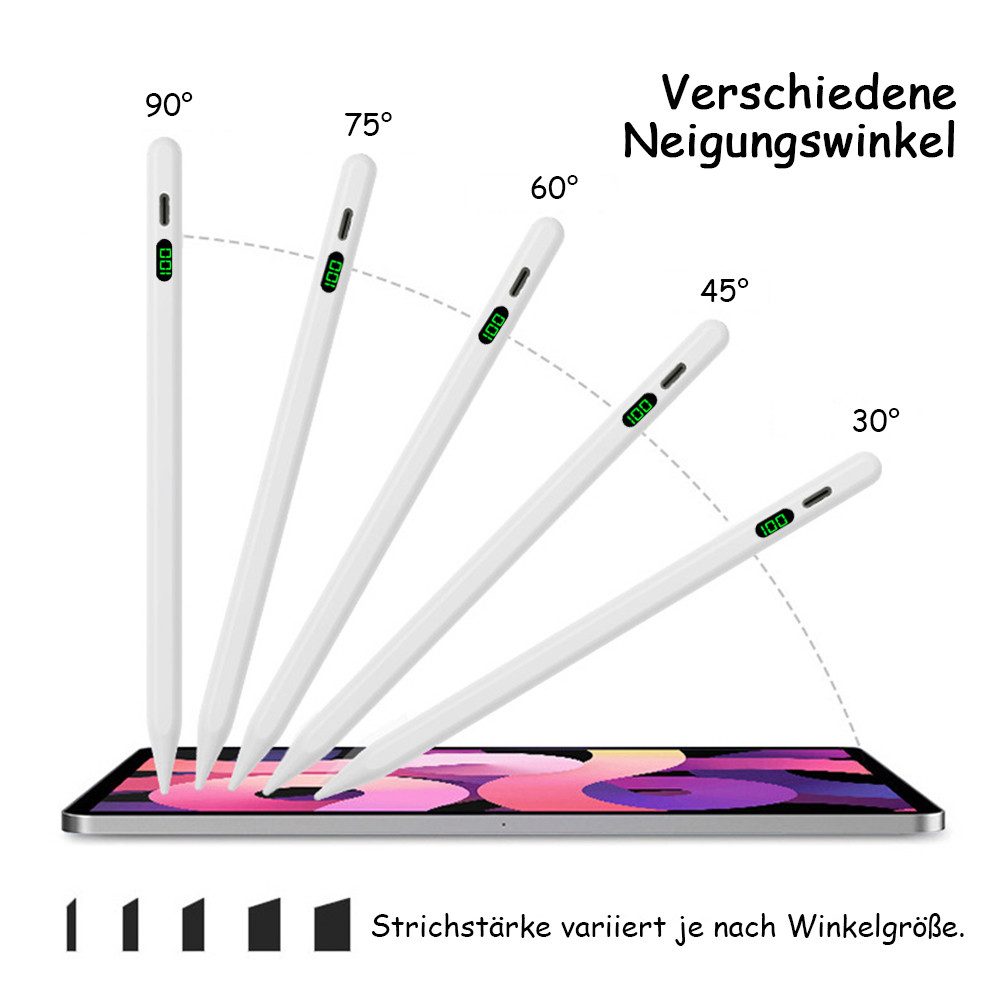 TUWENA Eingabestift Stift für iPad 2025–2018, mit 3 Ersatzspitzen, Schnelles Aufladen Für iPad 11th A16/10/9/8/7/6, Air 11/13 M2/M3, Pro 11/13 M4, Air 5/4/3 – Bild 4 von 5