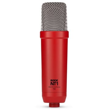 RØDE Mikrofon NT1 Signature Red Studio-Mikrofon Rot, Mit PSA1 W Plus Gelenkarm-Stativ White