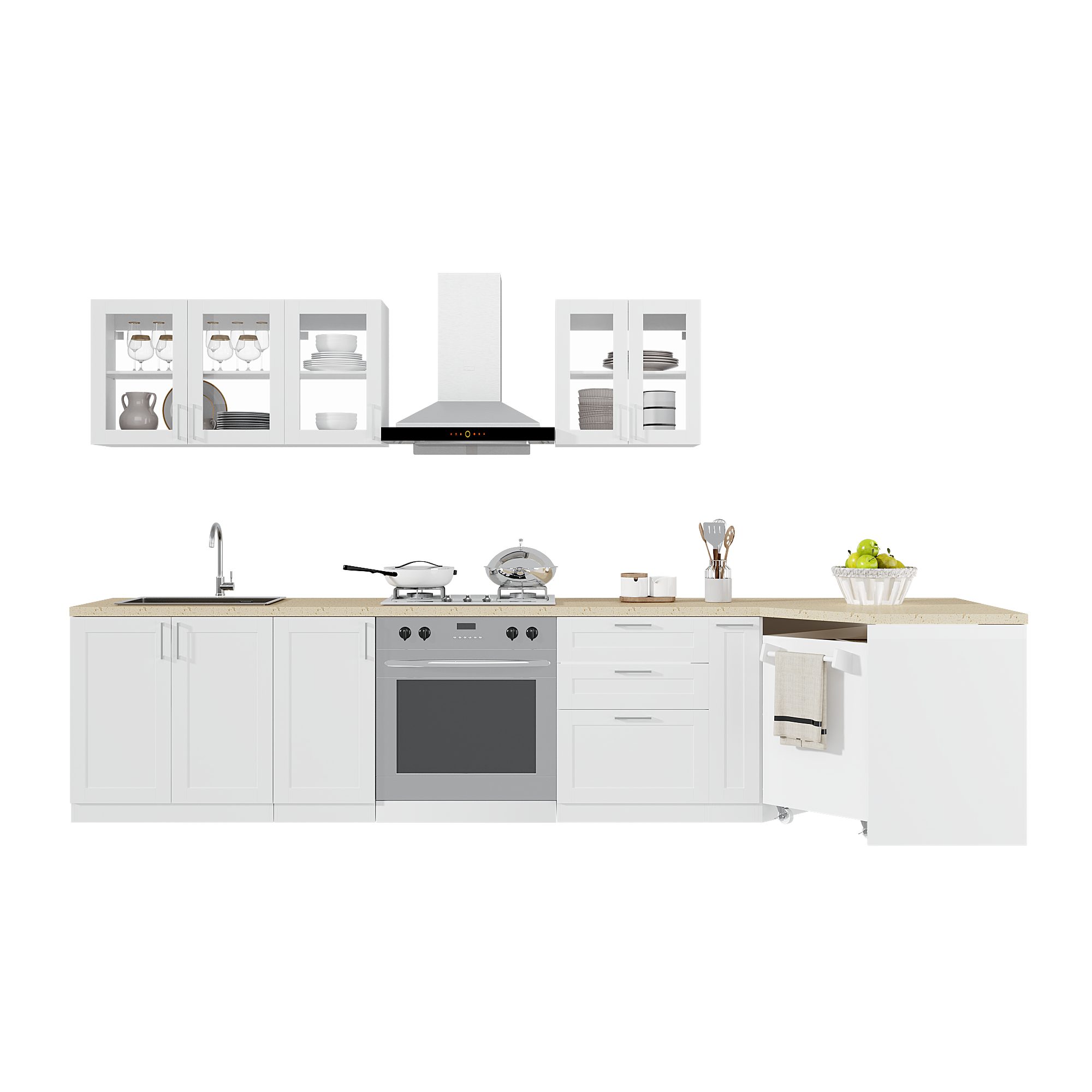 Hängeschrank Küchen Hängeschrank Serie mit Türen & Schubladen, Weiß, MDF