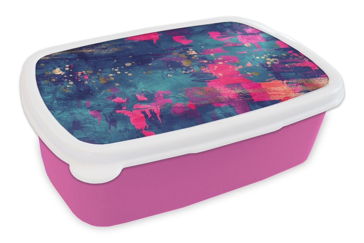 MuchoWow Lunchbox Aquarell - Abstrakt - Farben, Kunststoff, (2-tlg), Brotbox für Erwachsene, Brotdose Kinder, Snackbox, Mädchen, Kunststoff rosa | Lunchboxen
