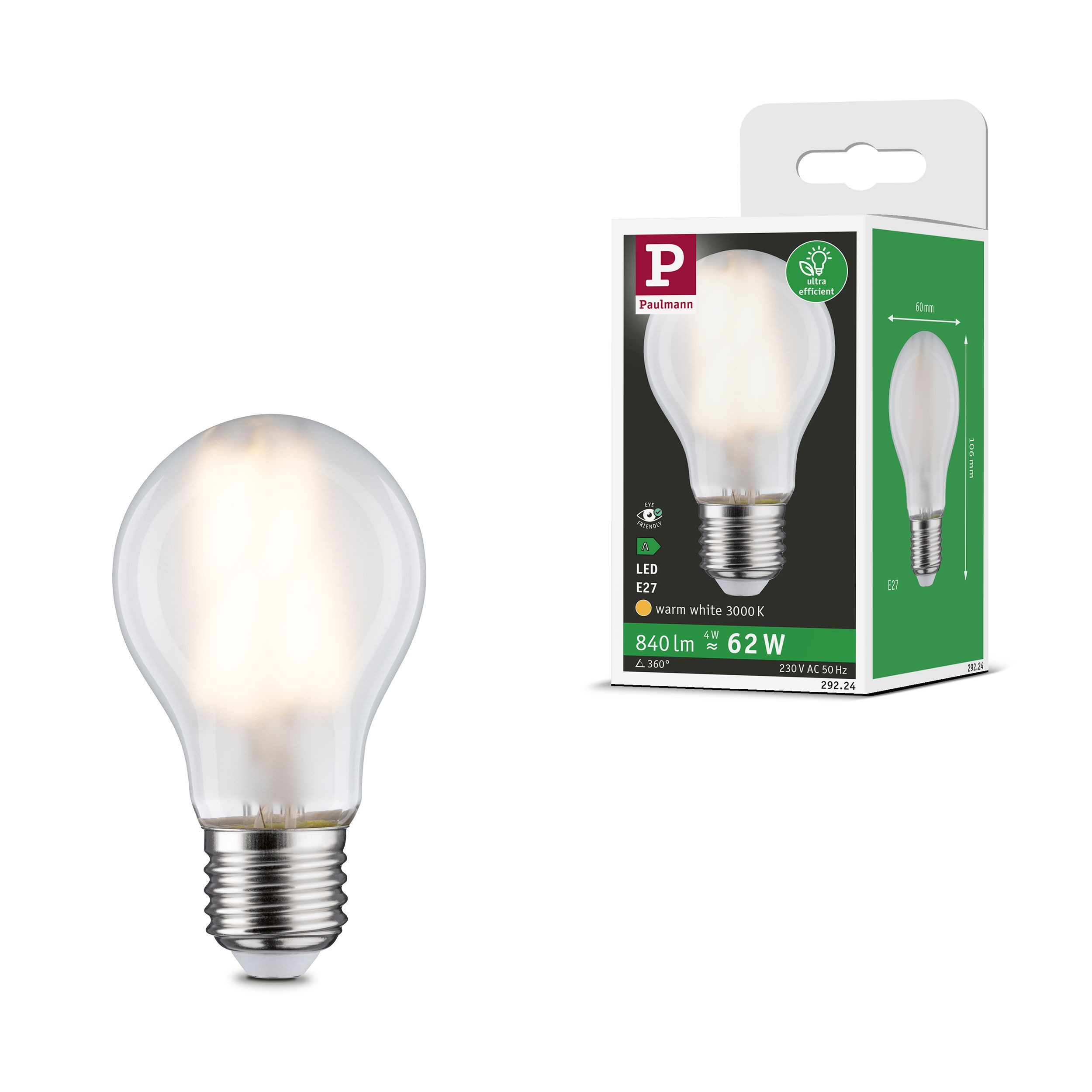 Paulmann LED-Leuchtmittel Eco-Line Filament 230V LED Birne E27 1er-Set 840l günstig online kaufen