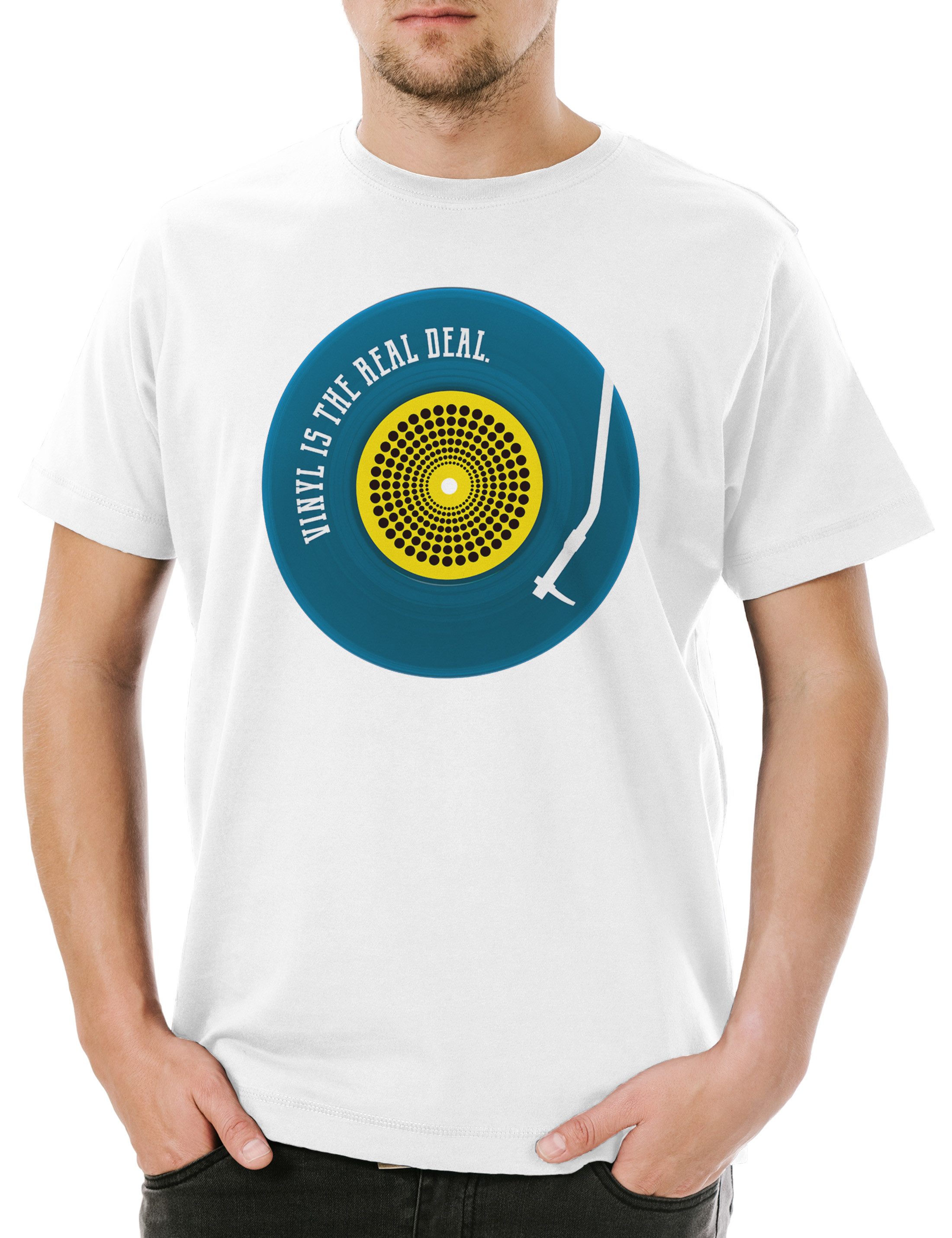 Urban Backwoods Print-Shirt Schallplatte Is The Real Deal Herren T-Shirt Schallplatte Record (1-tlg) Player Musik Music DJ