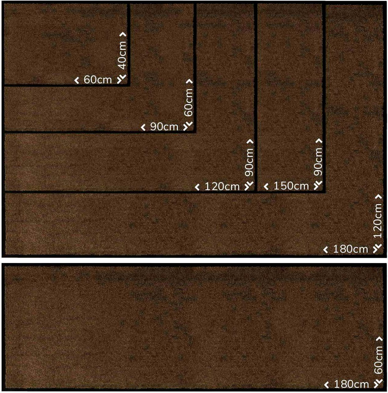 Fußmatte Schmutzfangmatte CLEAN PRO, rechteckig, in waschbar Primaflor-Ideen Textil, braun Höhe: Schmutzfangmatte, Uni-Farben, UV-beständig, mm, 8