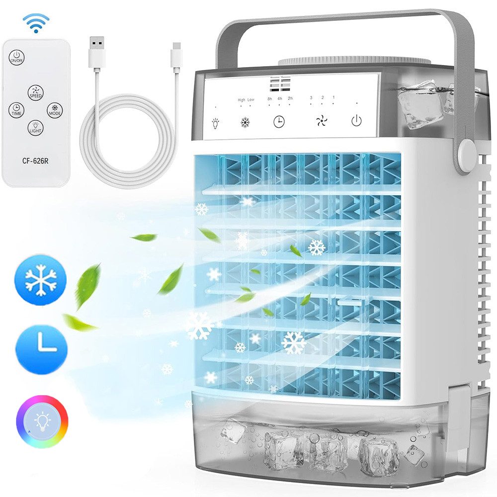 Tischventilator Mini Klimaanlage 4 in 1,Klimagerät Tragbar,Ventilator Wasserkühlung