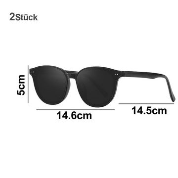 Rnemitery Sonnenbrille Vintage Sonnenbrille Polarisiert UV400 Schutz Pilotenbrille 2 Stück