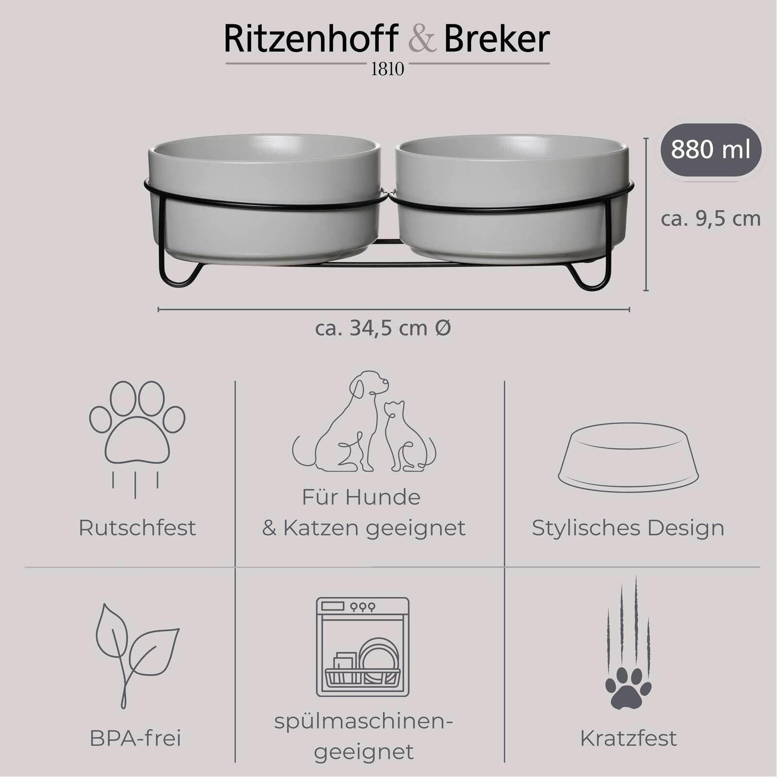 Ritzenhoff & Breker Futternapf Taro Futternäpfe ø 17 cm 2er Set, Steingut