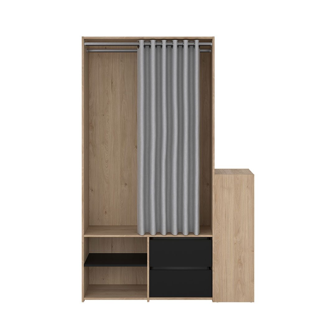 ebuy24 Kleiderschrank Kimmy Offener Kleiderschrank, mit Vorhang, 2 Schub