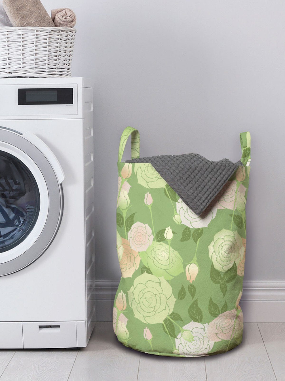 Abakuhaus Wäschesäckchen Wäschekorb mit Waschsalons, Pastel für Griffen Abstract Kordelzugverschluss Rose Blüten