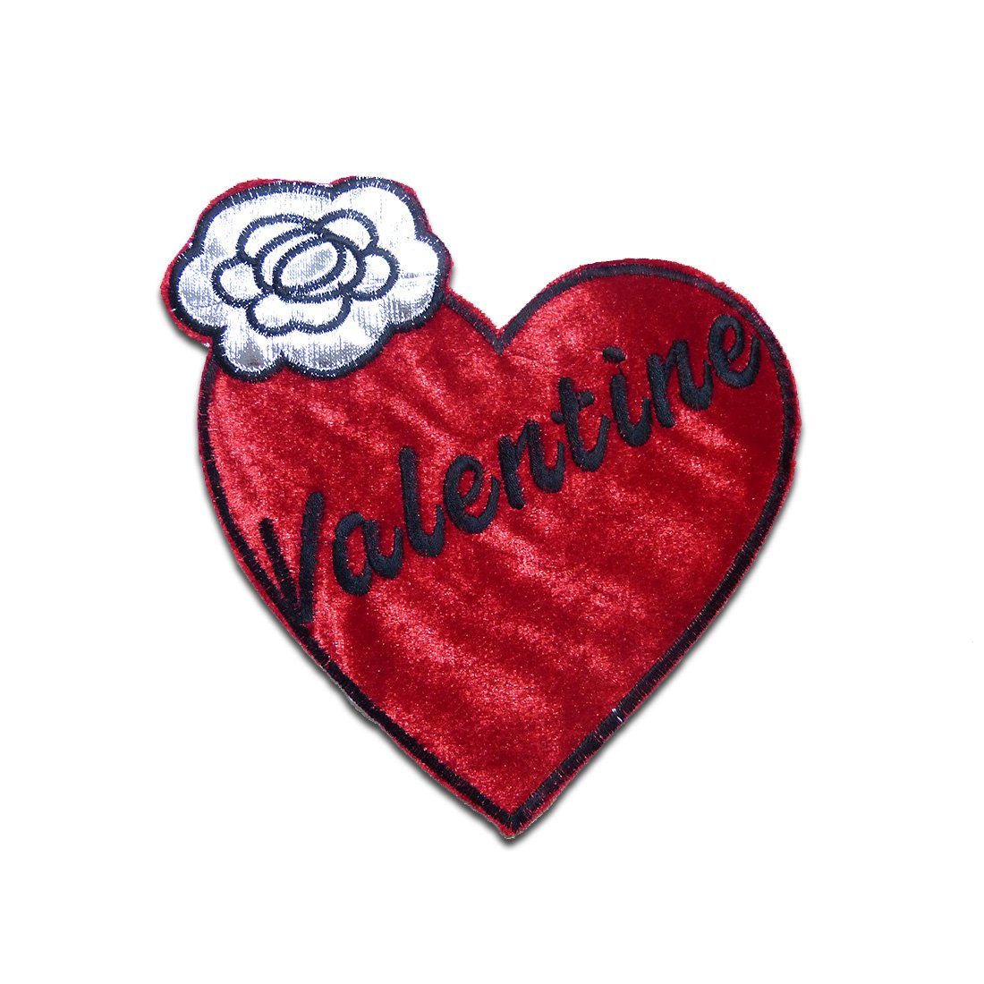 Catch the Patch Aufnäher Bügelbild, Aufbügler, Applikationen, Patches, Flicken, zum aufbügeln, Polyester, XL Herz Blume Valentine Valentinstag - Größe: 20,6 x 18,5 cm