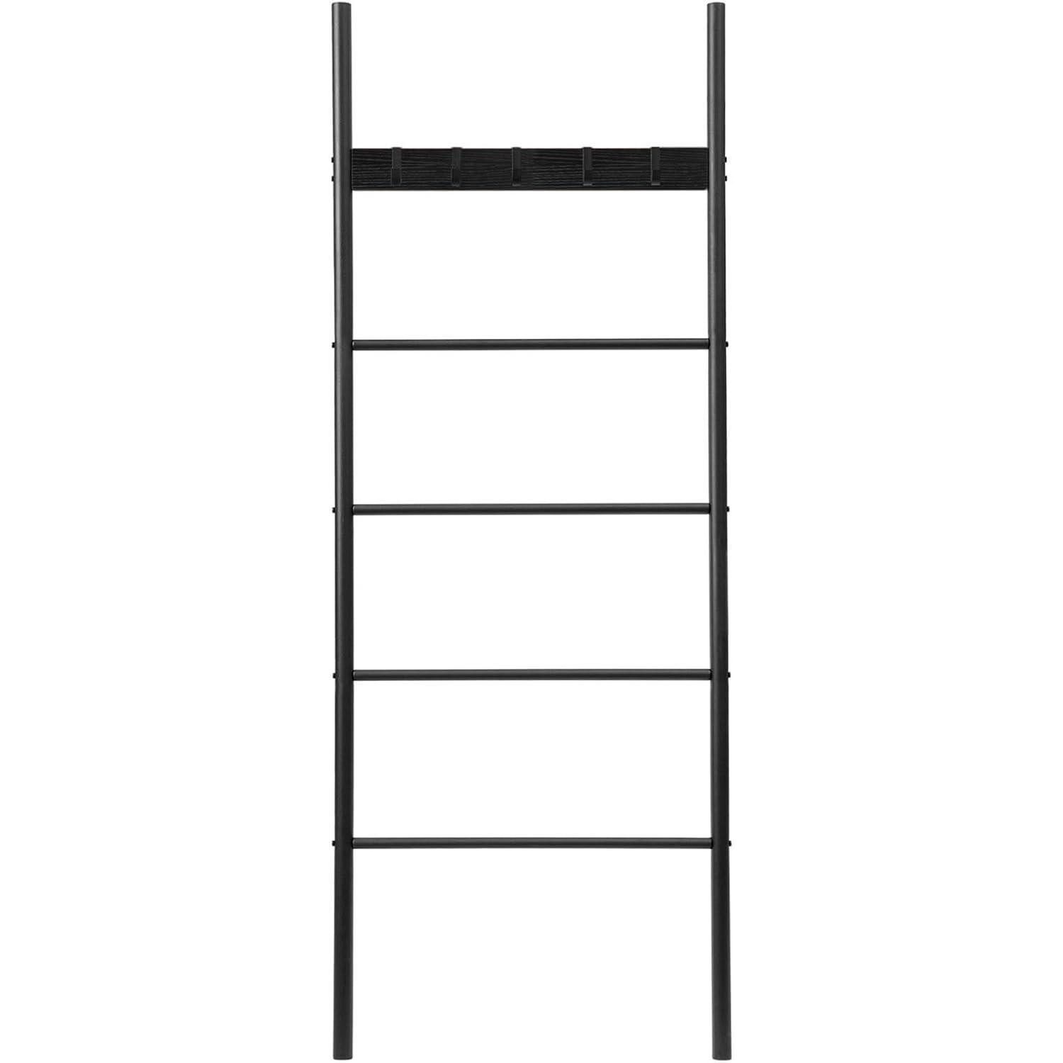 LuxusKollektion Handtuchleiter Handtuchleiter Handtuchständer 5 Haken 60x177cm Badetücher Schwarz