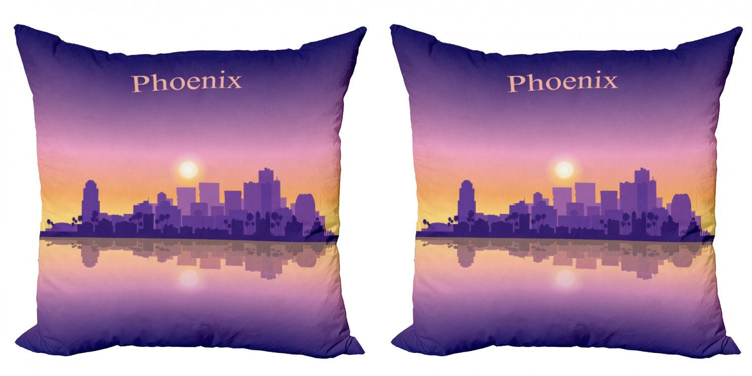 Kissenbezüge Modern Accent Doppelseitiger Digitaldruck, Abakuhaus (2 Stück), Phönix American City Skyline Dämmerung