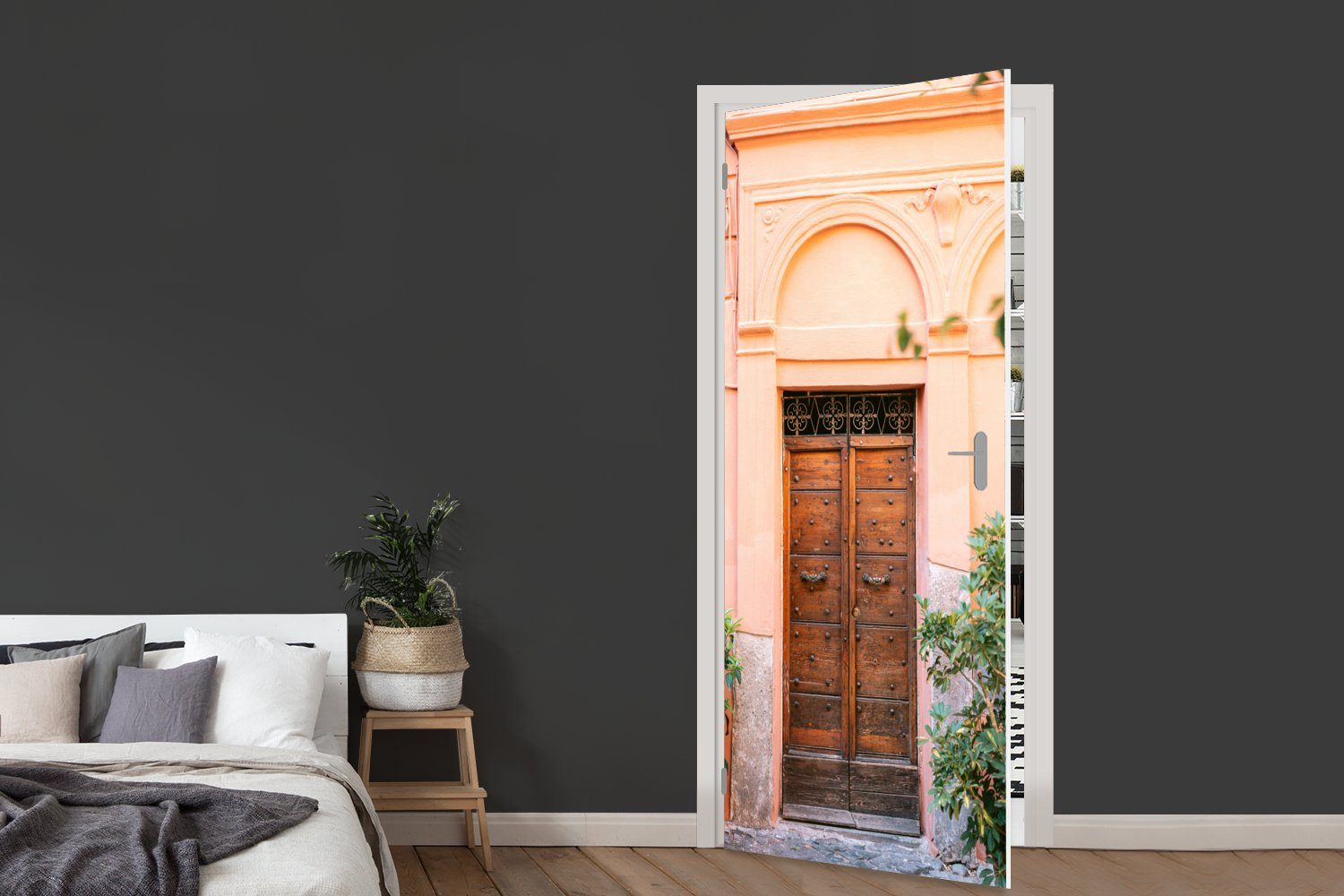 Tür Türtapete - Holz Matt, für - Fototapete bedruckt, (1 cm St), 75x205 Tür, Architektur, - Türaufkleber, MuchoWow Pastell