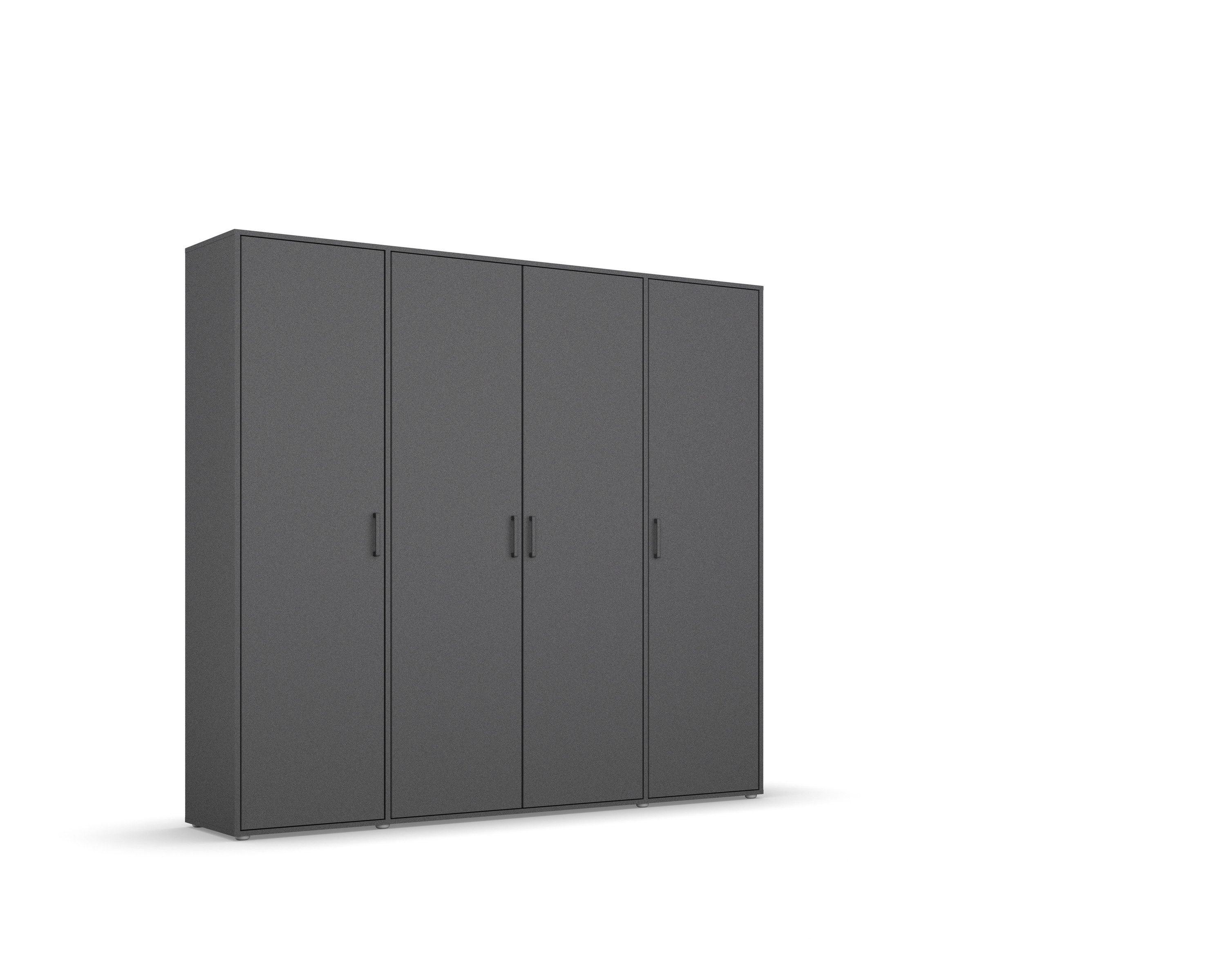 freiraum Drehtürenschrank Voyager 7 Einlegeböden, 1 Kleiderstange, grau metallic - 187x194x53 (BxHxT)