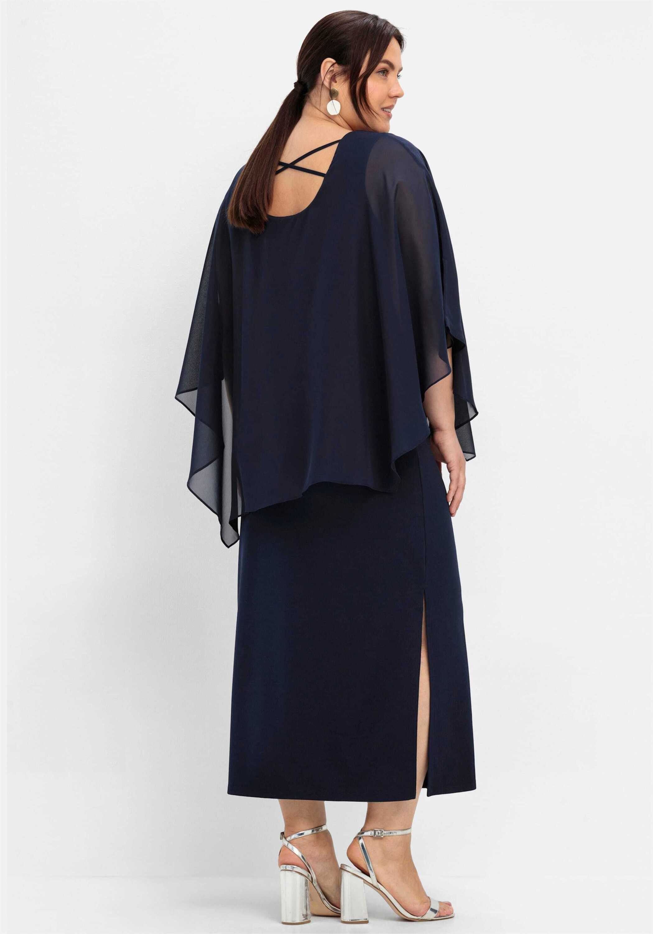 Sheego Etuikleid Abendkleid 3/4-Arm im Lagenlook