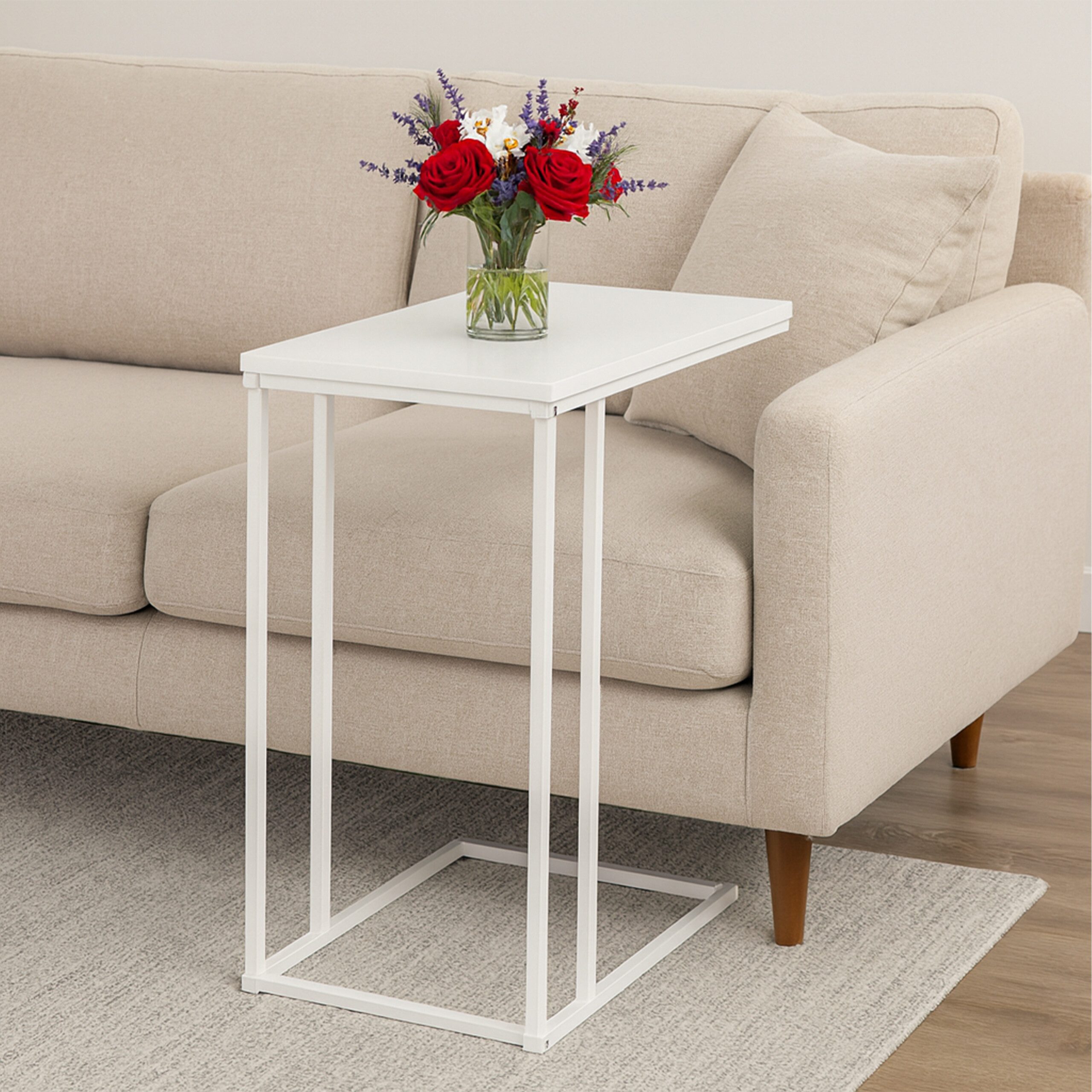 relaxdays Beistelltisch in C Form, weiß günstig online kaufen