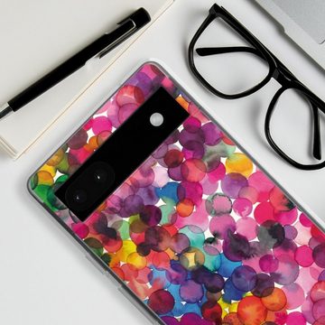 DeinDesign Handyhülle bunt Punkte Wasserfarbe Overlapped Watercolor Dots, Google Pixel 6a Silikon Hülle Bumper Case Handy Schutzhülle