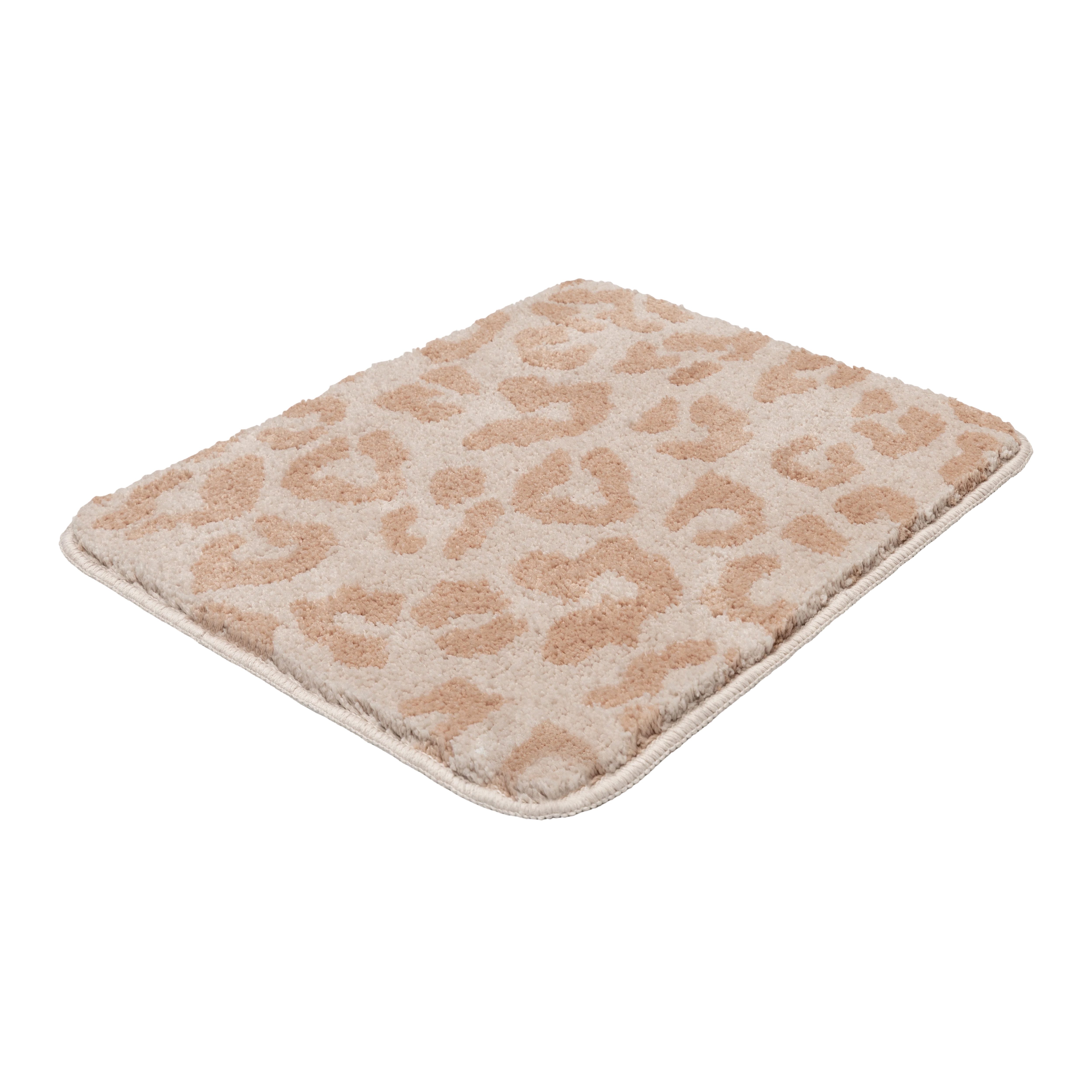 OTTO home Badematte Anna Leo, Badvorleger, Badezimmer Teppich, Duschvorleger, Höhe 15 mm, rutschhemmend beschichtet, schnell trocknend, fußbodenheizungsgeeignet, Polyester, rechteckig, mit Animal Print, modernes Muster, Leo, weich