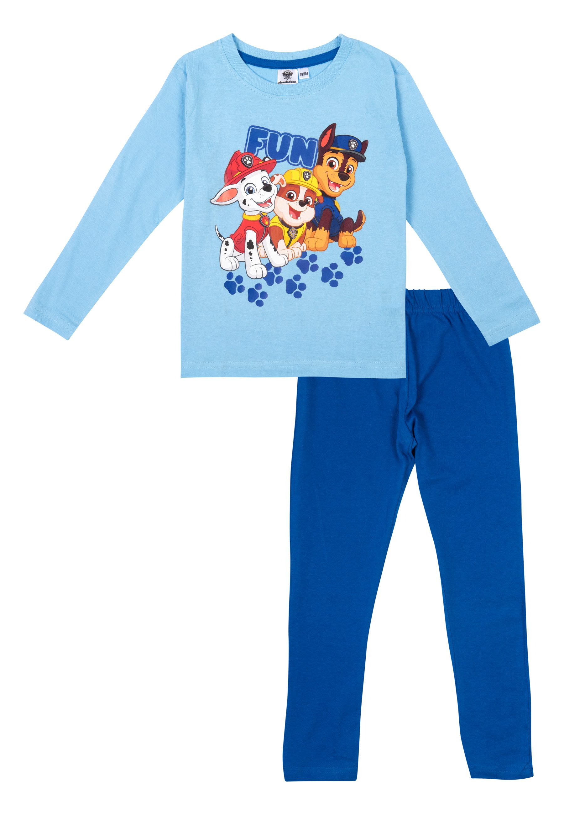 Schlafanzug Paw Patrol Schlafanzug für Jungen Pyjama Set Langarm Oberteil Blau