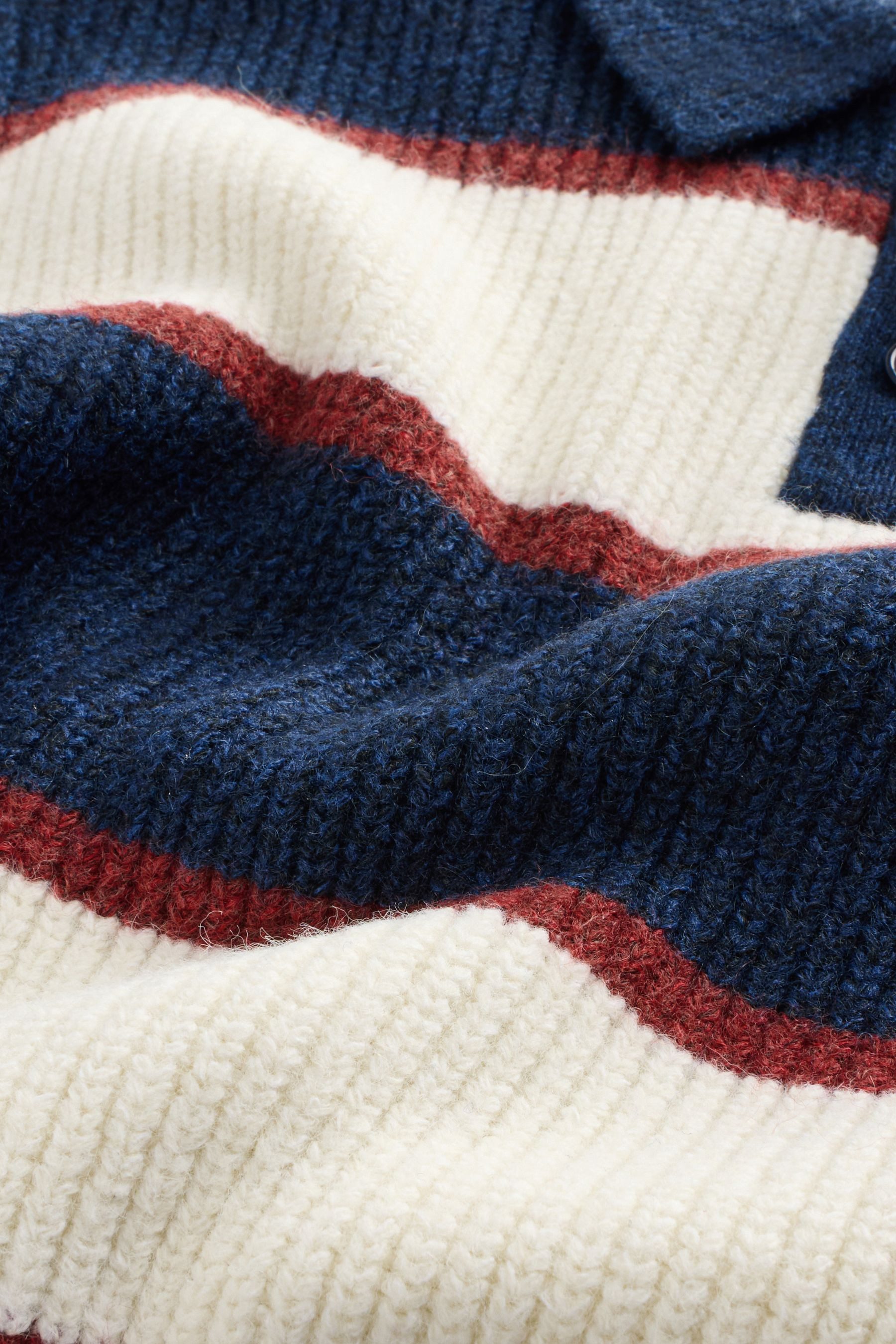 Next Polokragenpullover Gestricktes Rugby-Poloshirt mit Streifen (1-tlg)