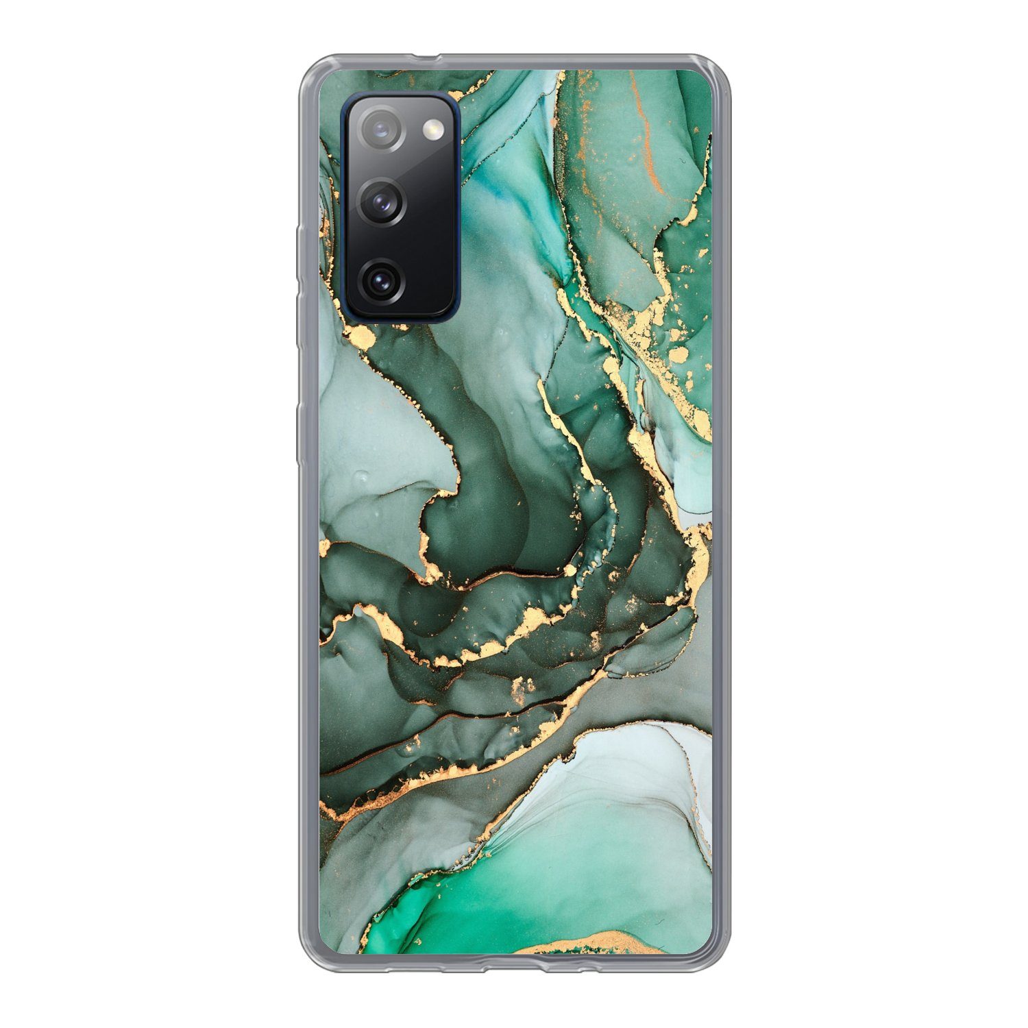 MuchoWow Handyhülle für Samsung Galaxy S20 FE Gold - Marmor - Grün - Luxus - Marmoroptik -, Phone Case, Silikon, Schutzhülle Dünn