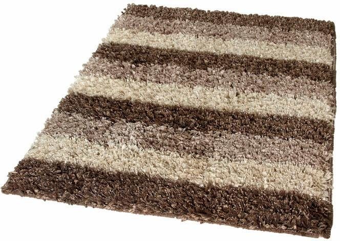 Kleine Wolke Badematte Lounge, Höhe 24 mm, rutschhemmend beschichtet, fußbodenheizungsgeeignet, Baumwolle, Kunstfaser, rechteckig, Badteppich, Fransenflor, gestreift, leichter Glanzeffekt, waschbar