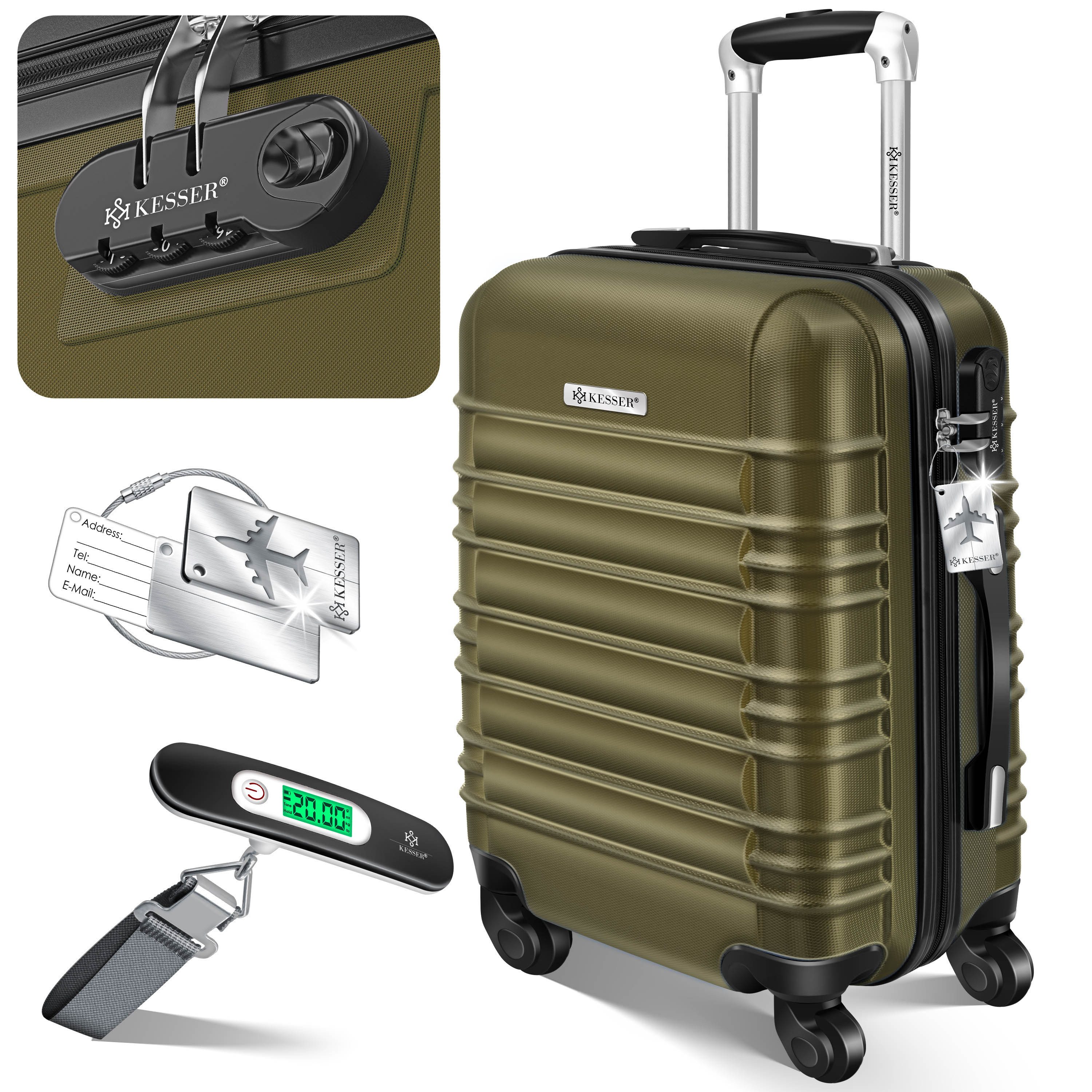 KESSER Hartschalen-Trolley Reisekoffer Handgepäck 55L Koffer Inkl. Kofferwaage + Gepäckanhänger, 4 Rollen, Rollkoffer ABS-Hartschale mit 4 Rollen, Zahlenschloss & Teleskopgriff