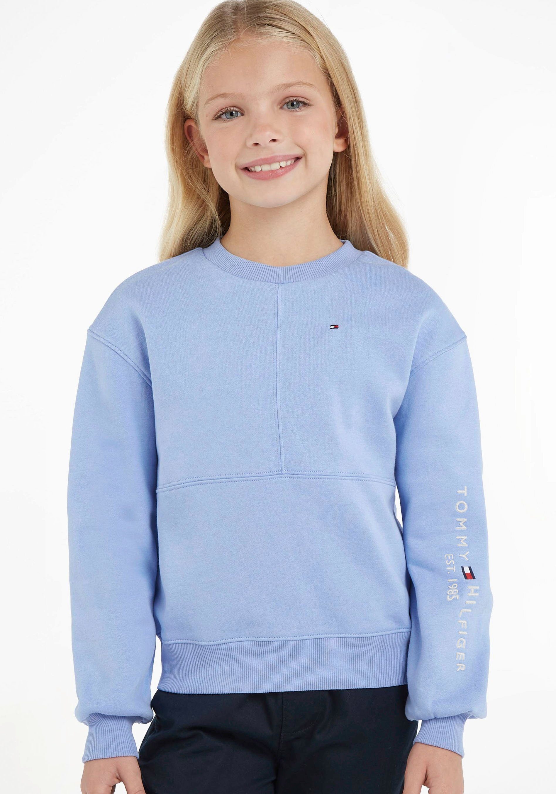 Tommy Kontrastnähten SWEATSHIRT ,mit Kinder Junior Sweatshirt ESSENTIAL Hilfiger CNK Kids MiniMe