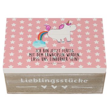 Mr. & Mrs. Panda Dekokiste Einhorn Pupsend - Rot Pastell - Geschenk, Aufbewahrungsbox, Dekokiste (1 St)