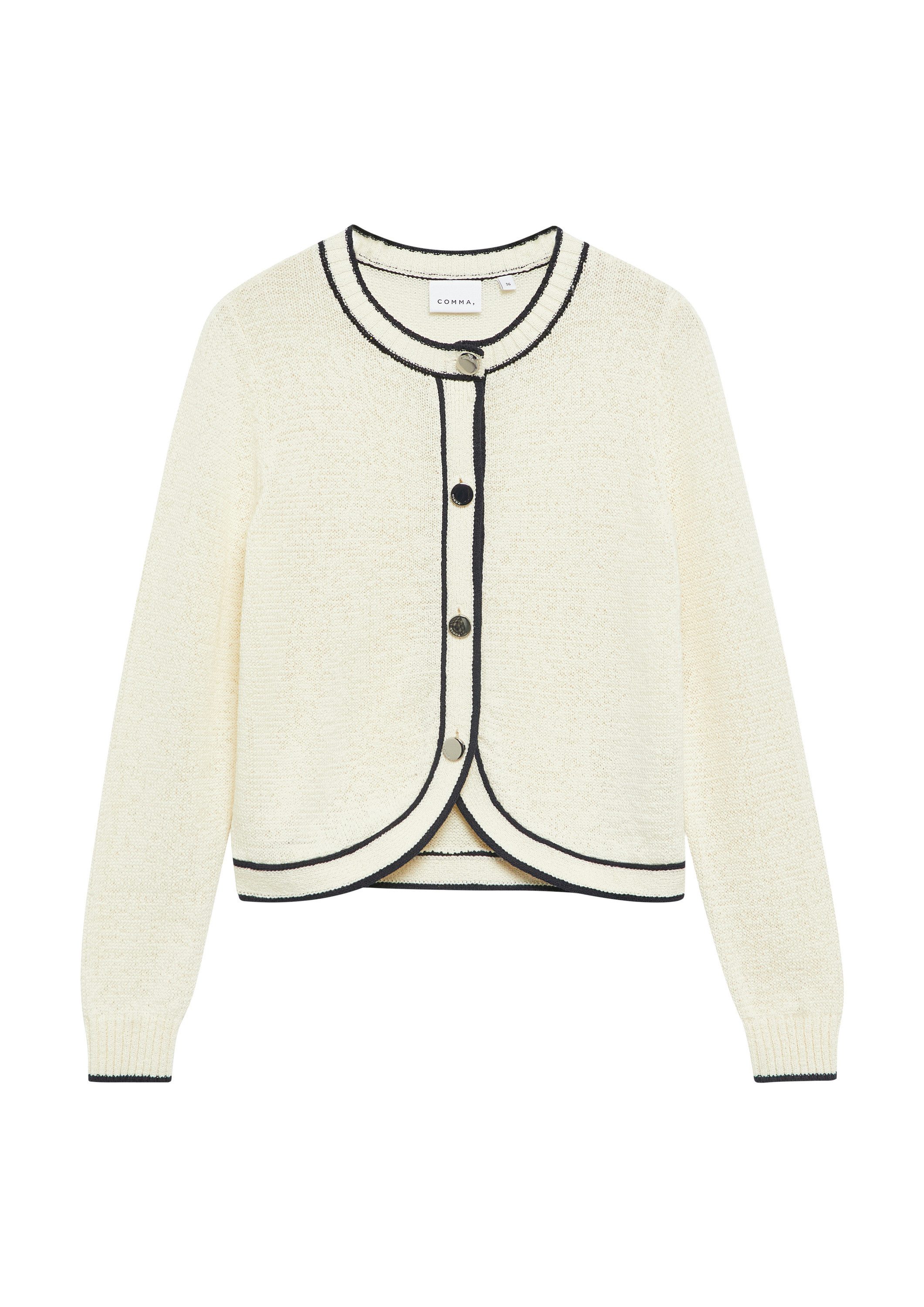 comma Cardigan Strickjacke Strickjacke mit Kontrastabschlüssen