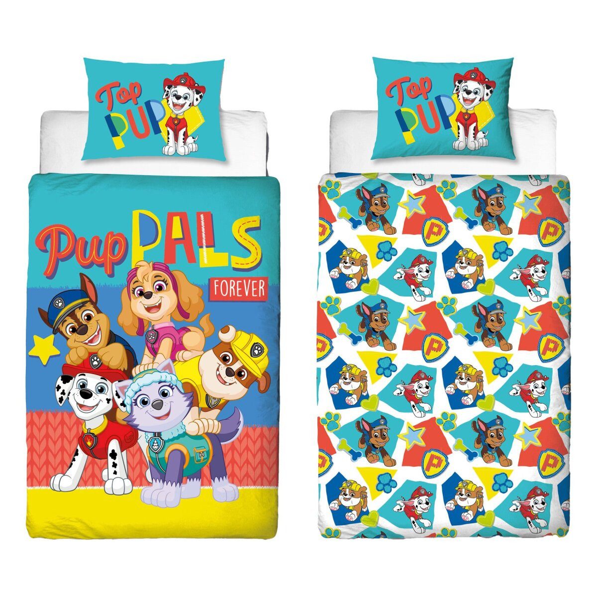 PAW PATROL Bettwäsche Paw Patrol Bettwäsche Set Bettbezug 140x200cm 60x70 cm, 100% Polyester