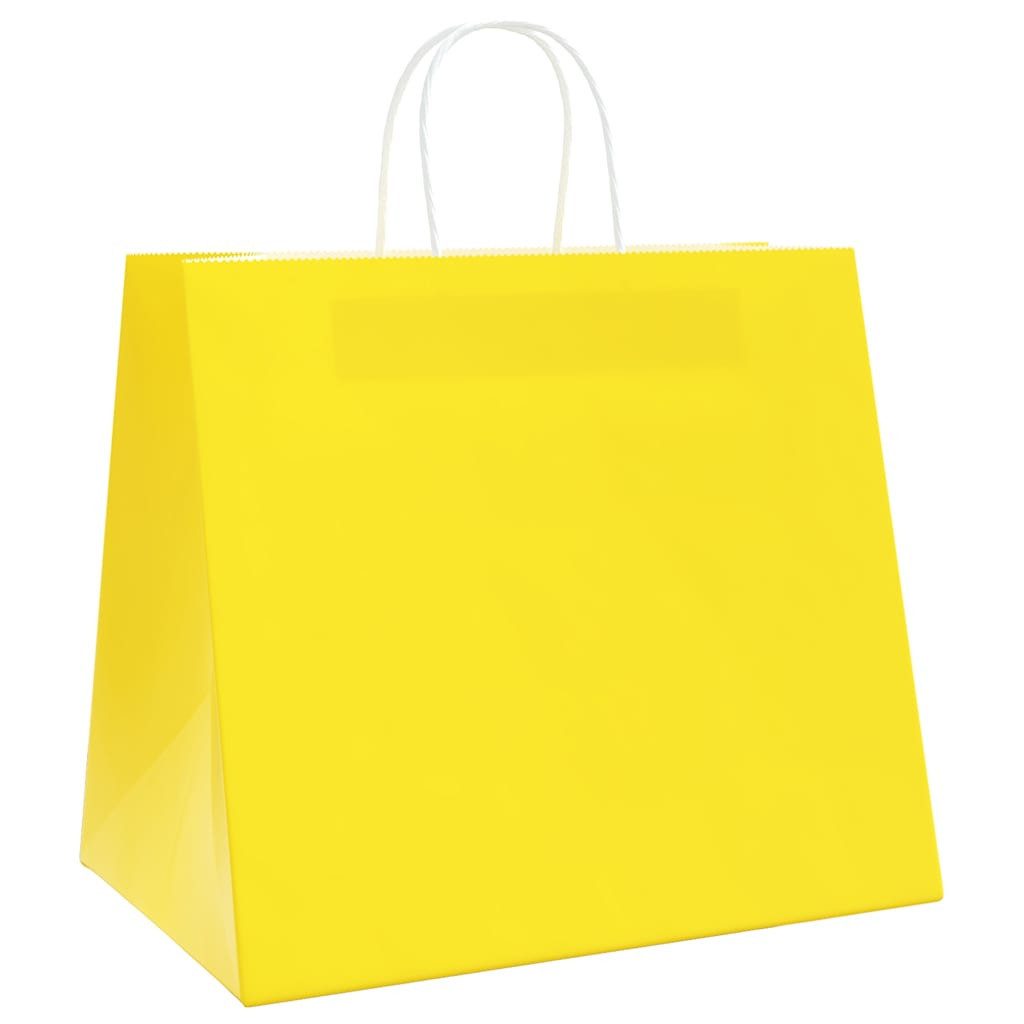 vidaXL Tragetasche, Papiertragetaschen 50 Stk. mit Henkeln Gelb 32x22x28 cm