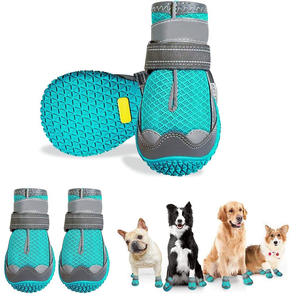 Outdoor-Sport Anti-Rutsch Cyan(stil2) und Hunde für Socken GelldG Reflektierendem Riemen Sohle