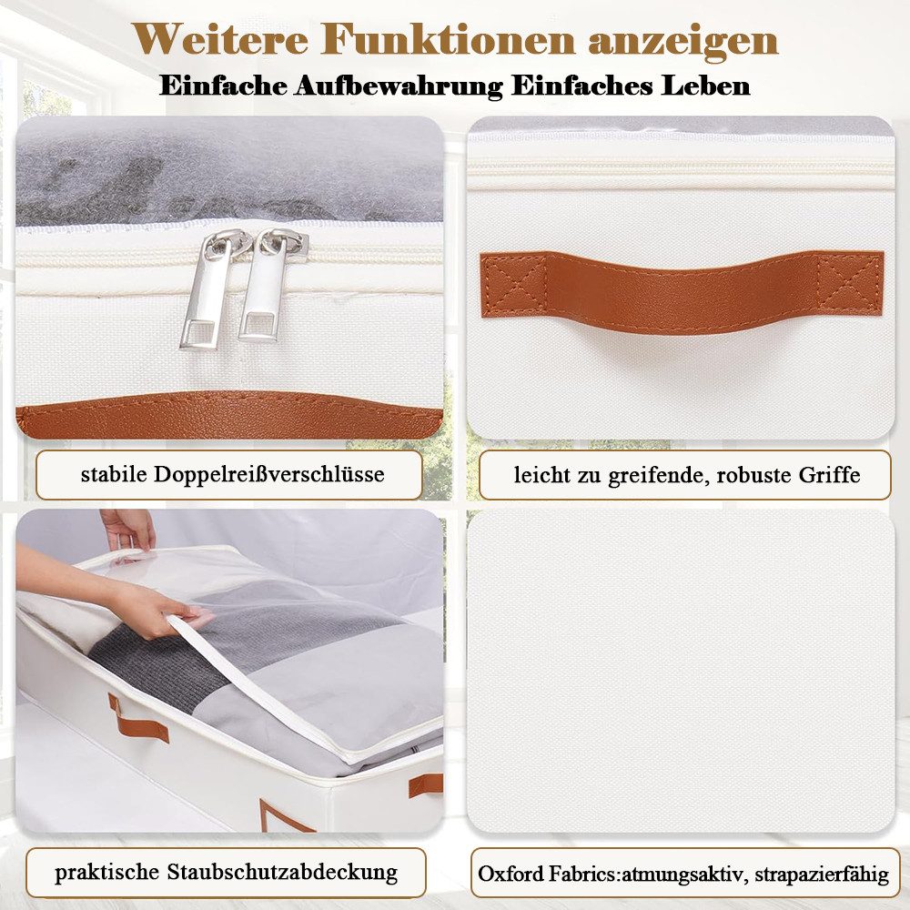 TUWENA Unterbettkommode 2 Stück Aufbewahrungsbox unter dem Bett,Faltbare Aufbewahrung Kleidung, mit Klarem Fenster, Unterbettkommode für Bettdecken, Kleidung