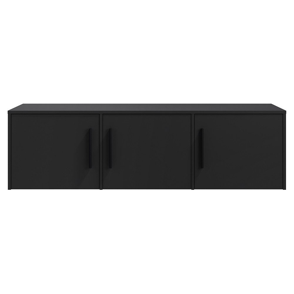 Lomadox Aufsatzschrank MOLLERUSA-132 für Kleiderschrank 150 cm breit, 3-türig, schwarz matt