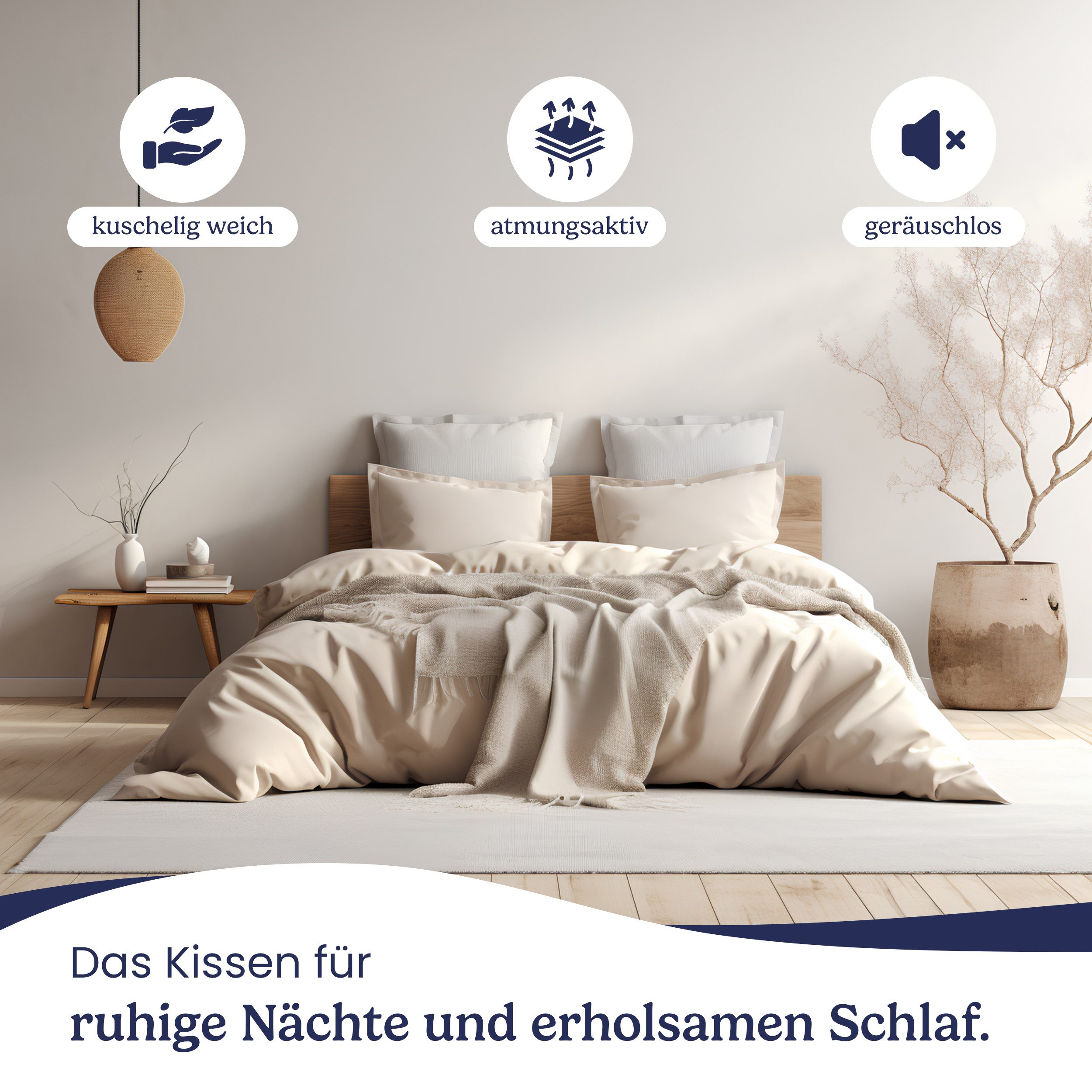 Gentle North Dekokissen 2er Set Kopfkissen - Kissen für Bett und als Dekokissen - Sofakissen, Zierkissen, Dekokissen, allergikerfreundlich