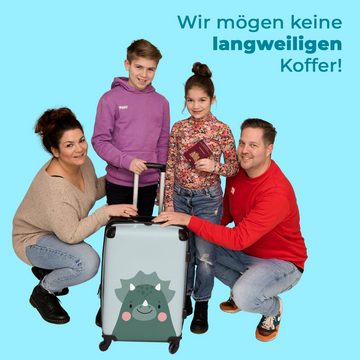 NoBoringSuitcases.com© Koffer Dino - Grün - Tiere - Jungen - Design 67x43x25cm, 4 Rollen, Mittelgroßer Koffer für Kinder, Trolley