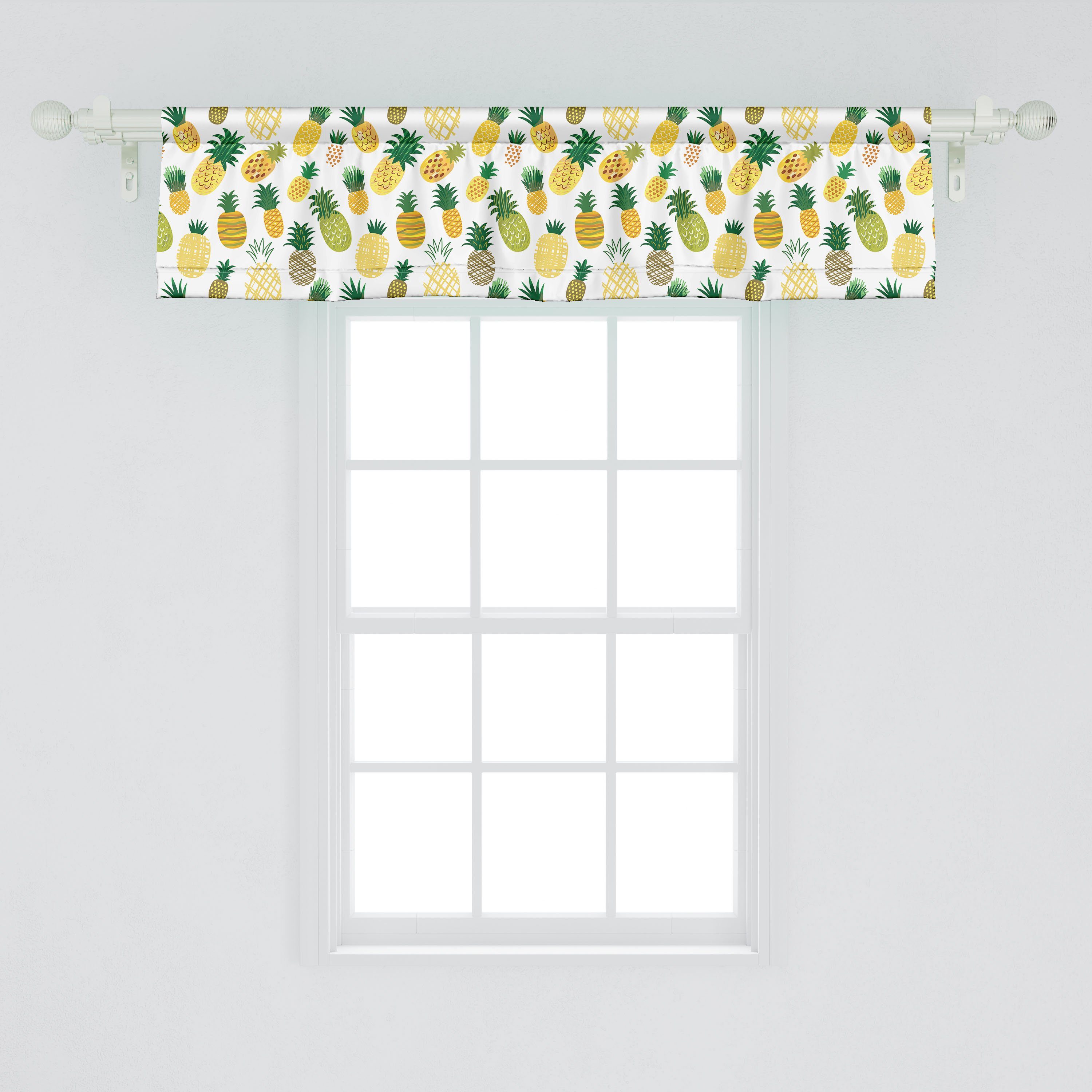 Scheibengardine Vorhang Volant für Küche Cartoon Dekor Stangentasche, Gekritzel Fruits mit Microfaser, Schlafzimmer Ananas Abakuhaus