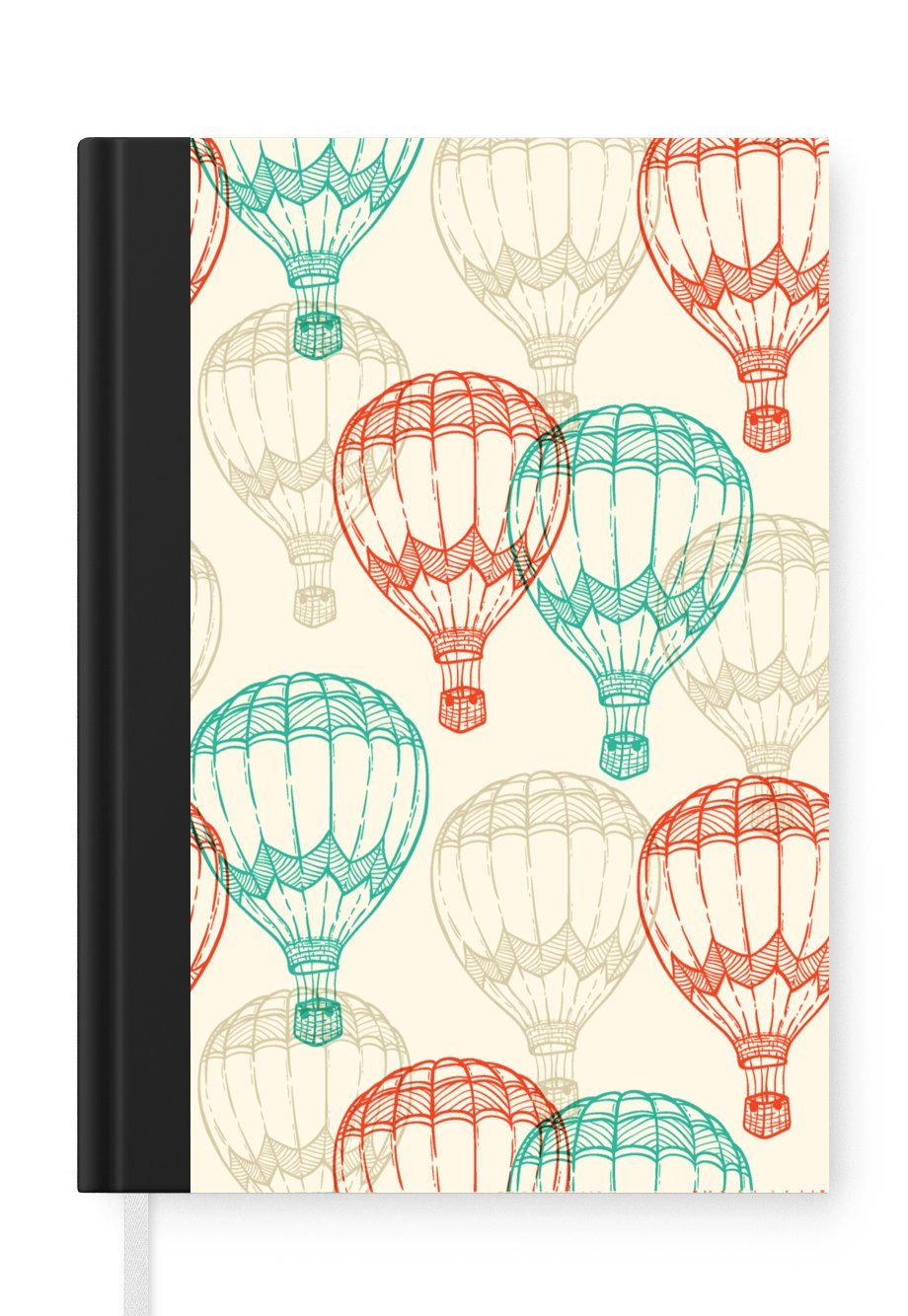 MuchoWow Notizbuch Vintage - Luftballon - Kind - Entwurf, Journal, Merkzettel, Tagebuch, Notizheft, A5, 98 Seiten, Haushaltsbuch