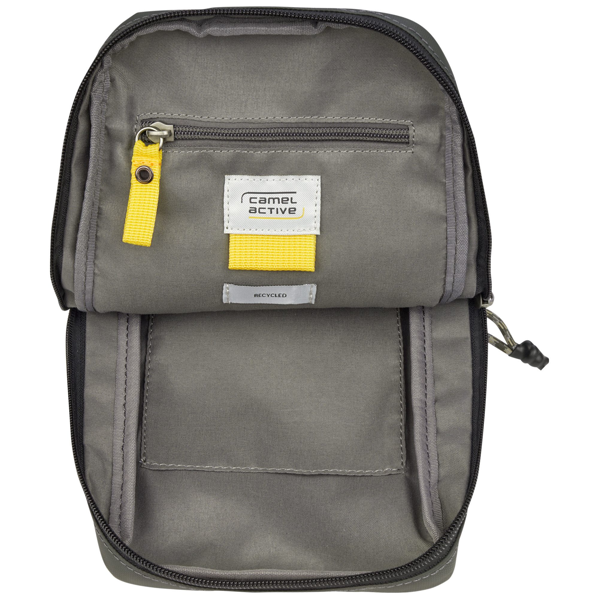 camel active Cityrucksack Explore, wasserabweisendes recyceltes Nylon und reflektierende Reißverschlüsse