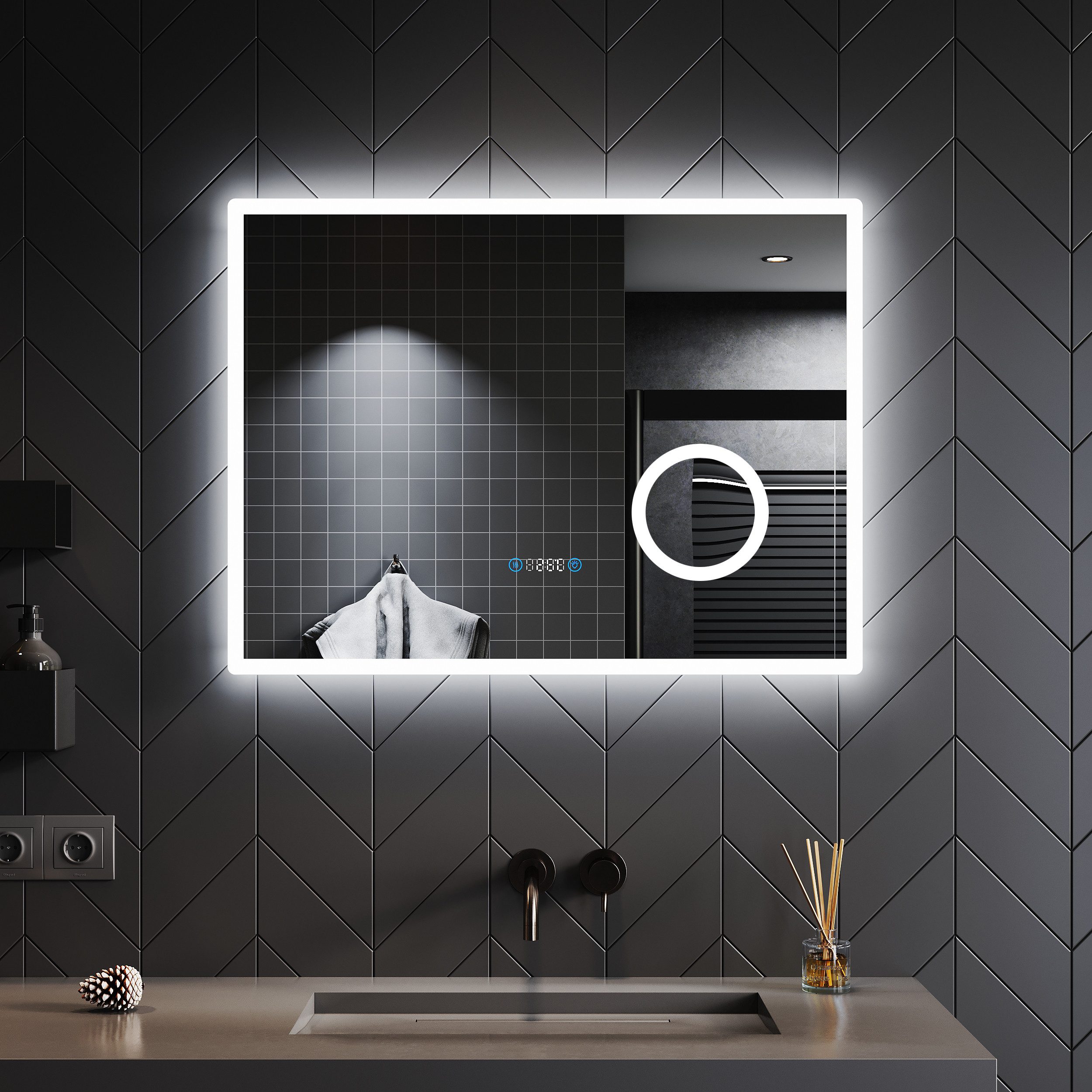 SONNI Badspiegel Badspiegel Kalt/Neutral/Warmweiß, 3-facher Vergrößerung, T günstig online kaufen