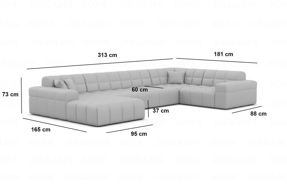 Sofa Dreams Wohnlandschaft Stoff Wohnlandschaft Modern Polstersofa Ibiza U Form Luxus Stoffsofa, Loungesofa